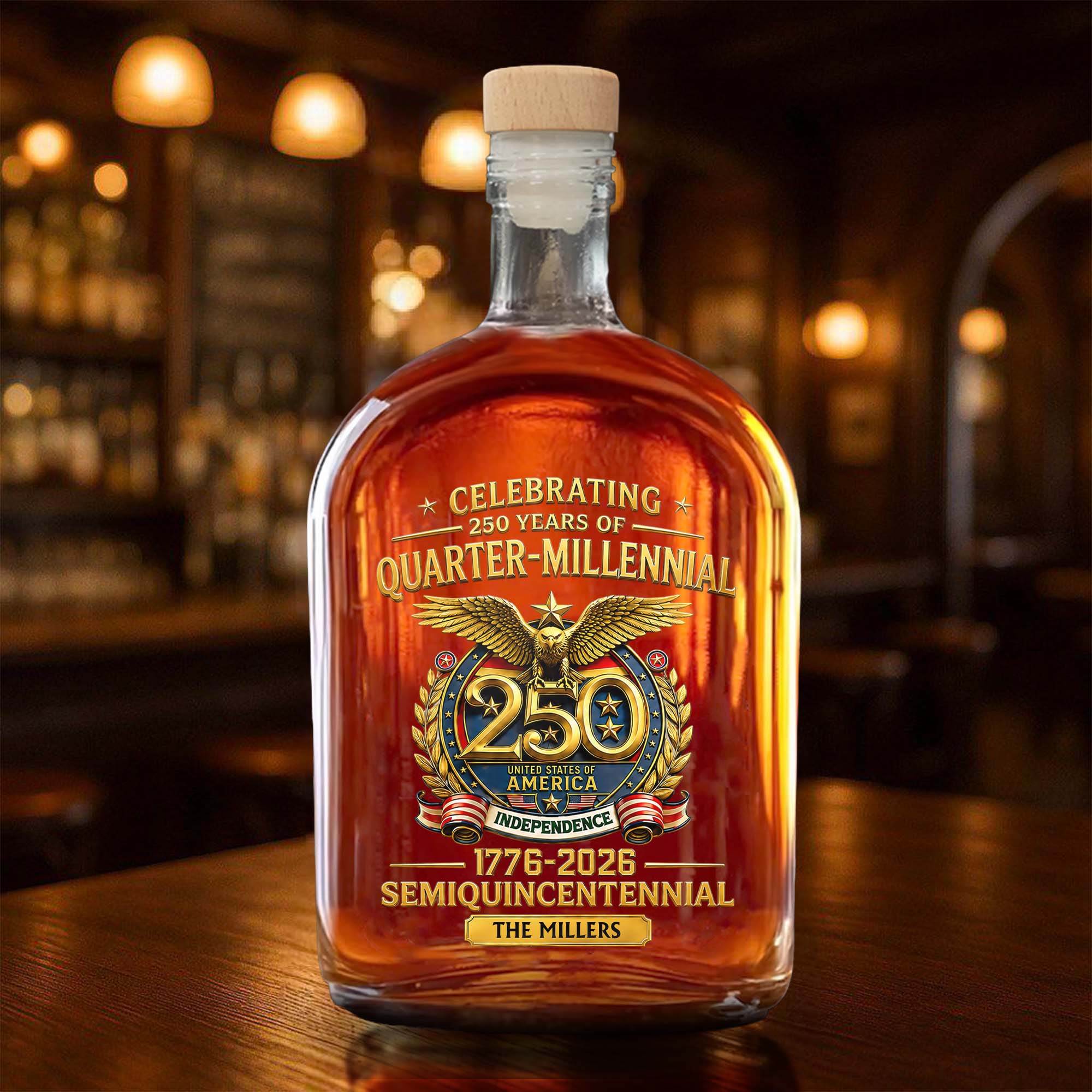 Personalized Whiskey Bottle Custom Name Gift for Dad 4th of July Whiskey Bottle GradoCreations