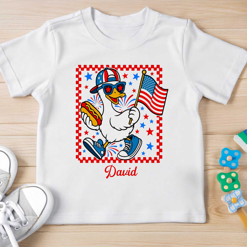 Personalized Patriotic Duck Youth T-Shirt Custom Name Gift Youth T-Shirt GradoCreations