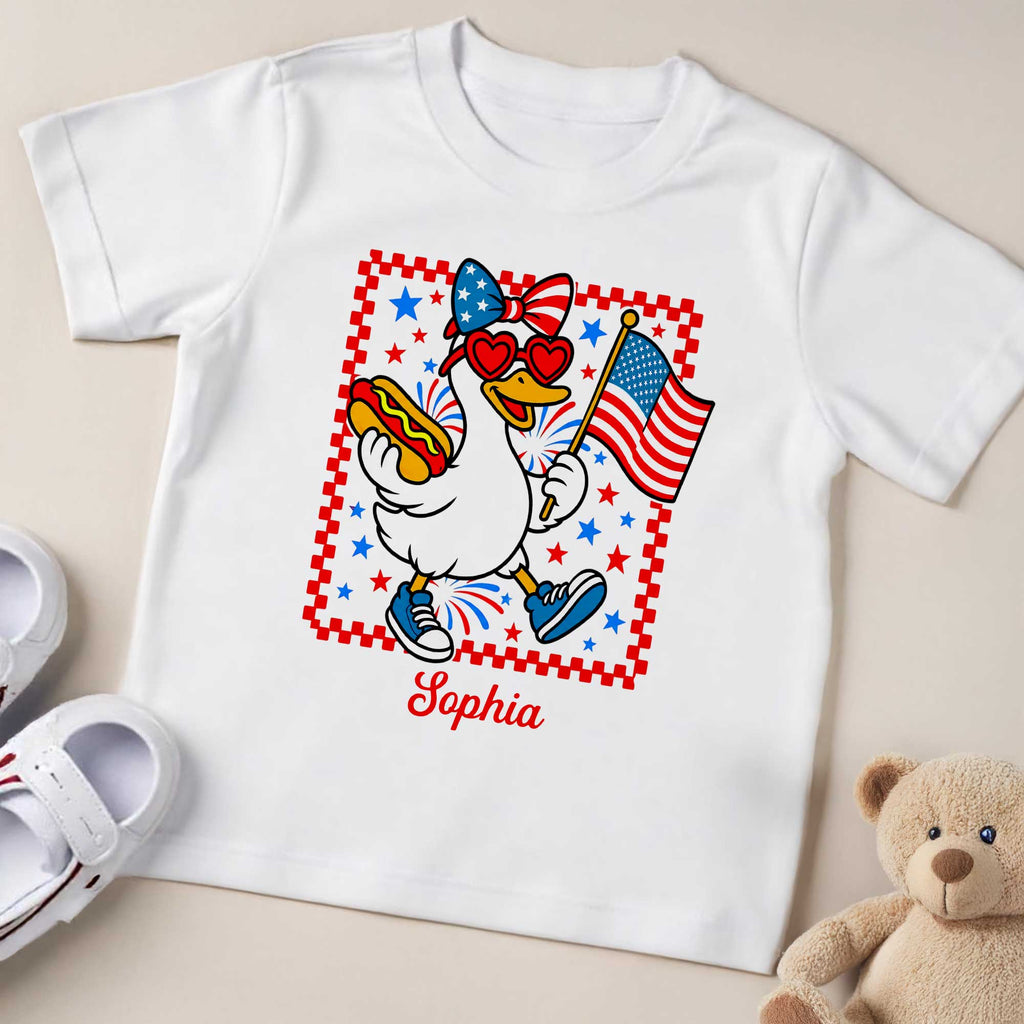 Personalized Patriotic Duck Youth T-Shirt Custom Name Gift Youth T-Shirt GradoCreations