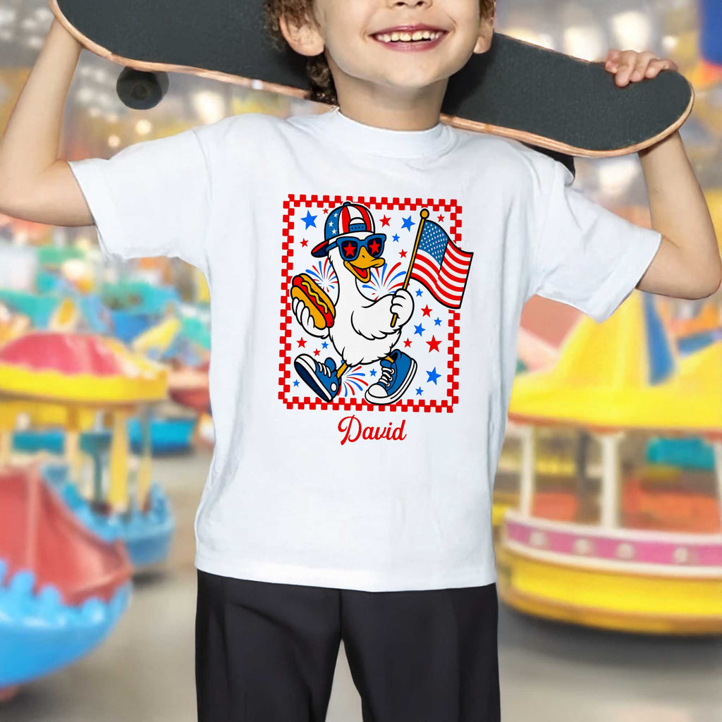Personalized Patriotic Duck Youth T-Shirt Custom Name Gift Youth T-Shirt GradoCreations