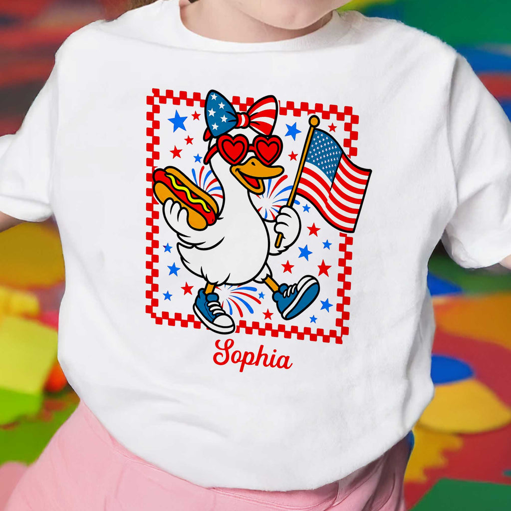 Personalized Patriotic Duck Youth T-Shirt Custom Name Gift Youth T-Shirt GradoCreations