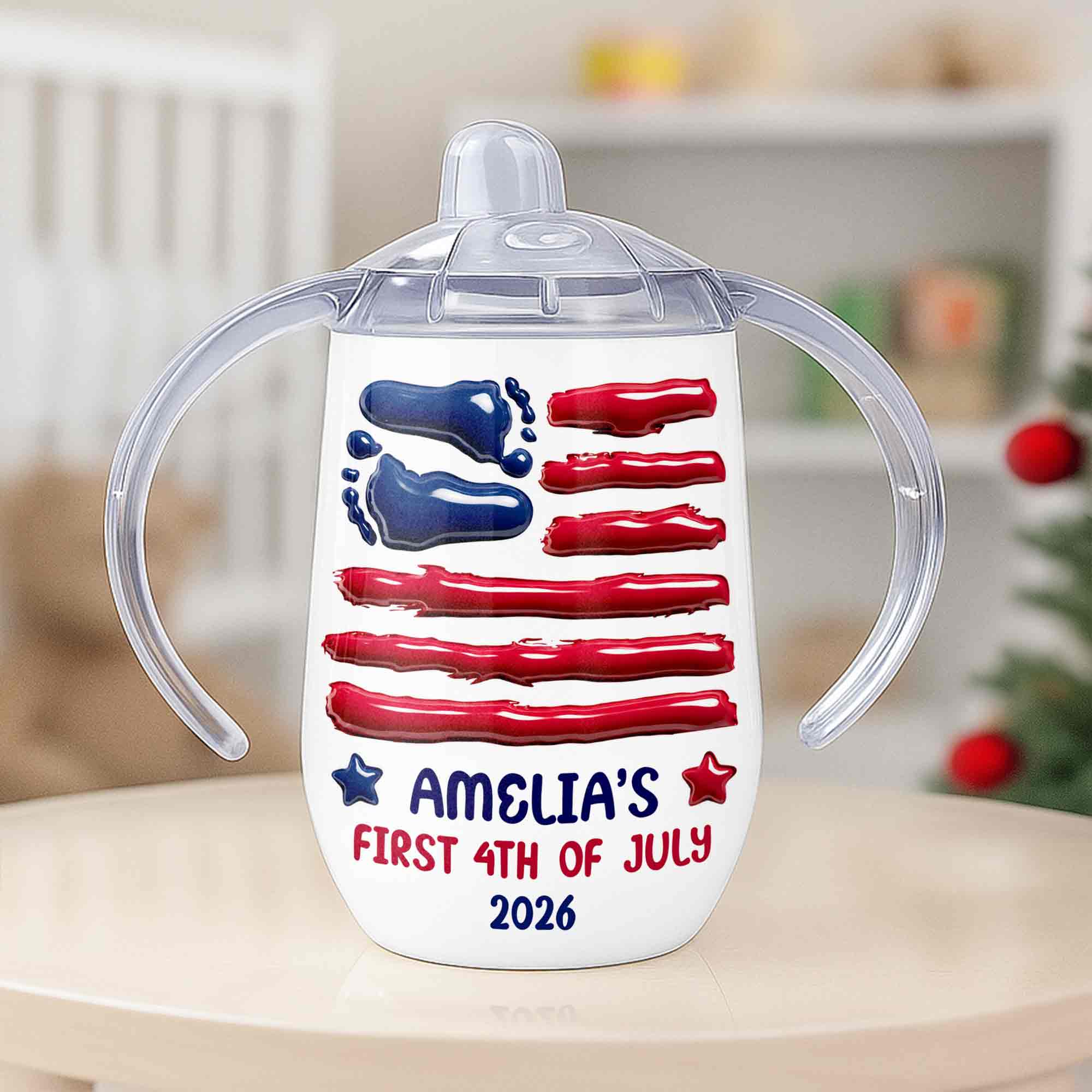 Personalized 4th of July Sippy Cup Custom Name for Kids Sippy Cup GradoCreations