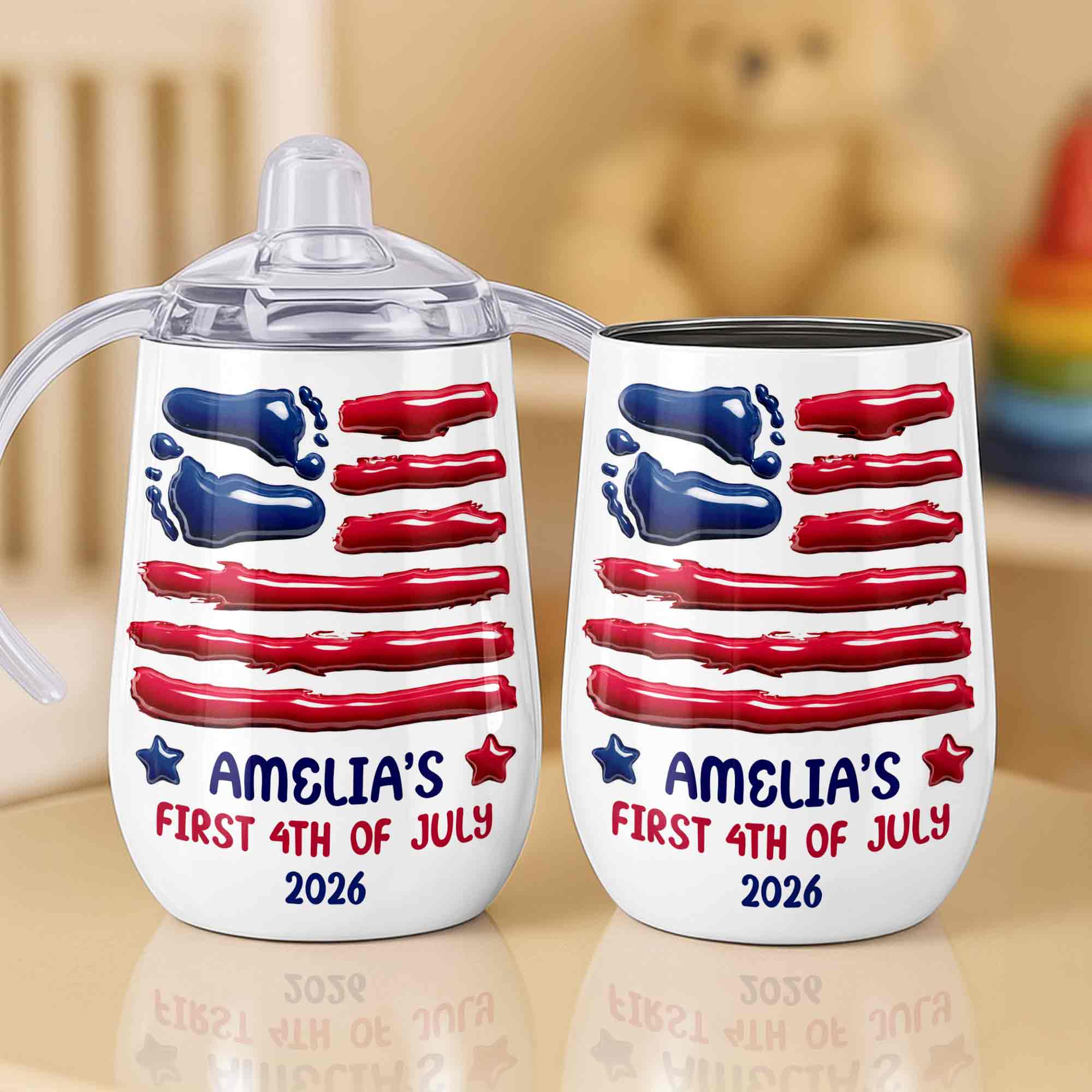 Personalized 4th of July Sippy Cup Custom Name for Kids Sippy Cup GradoCreations