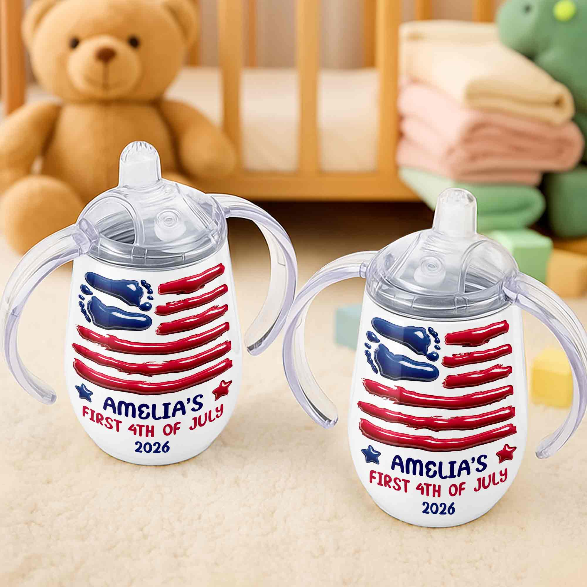 Personalized 4th of July Sippy Cup Custom Name for Kids Sippy Cup GradoCreations