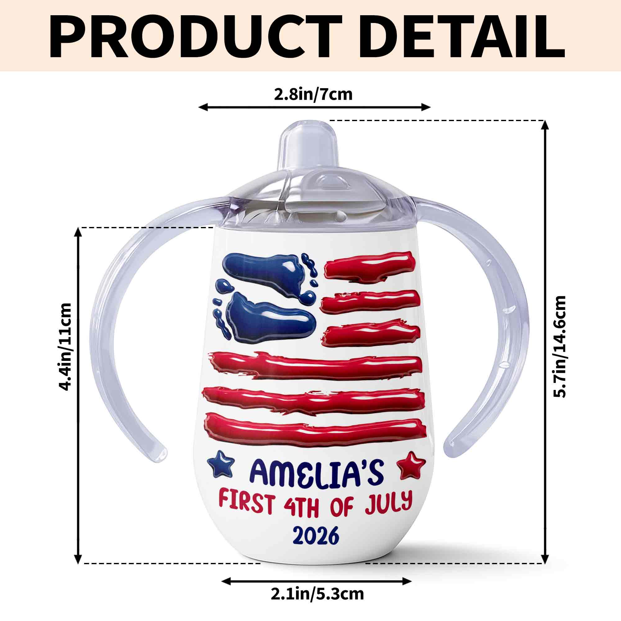 Personalized 4th of July Sippy Cup Custom Name for Kids Sippy Cup GradoCreations