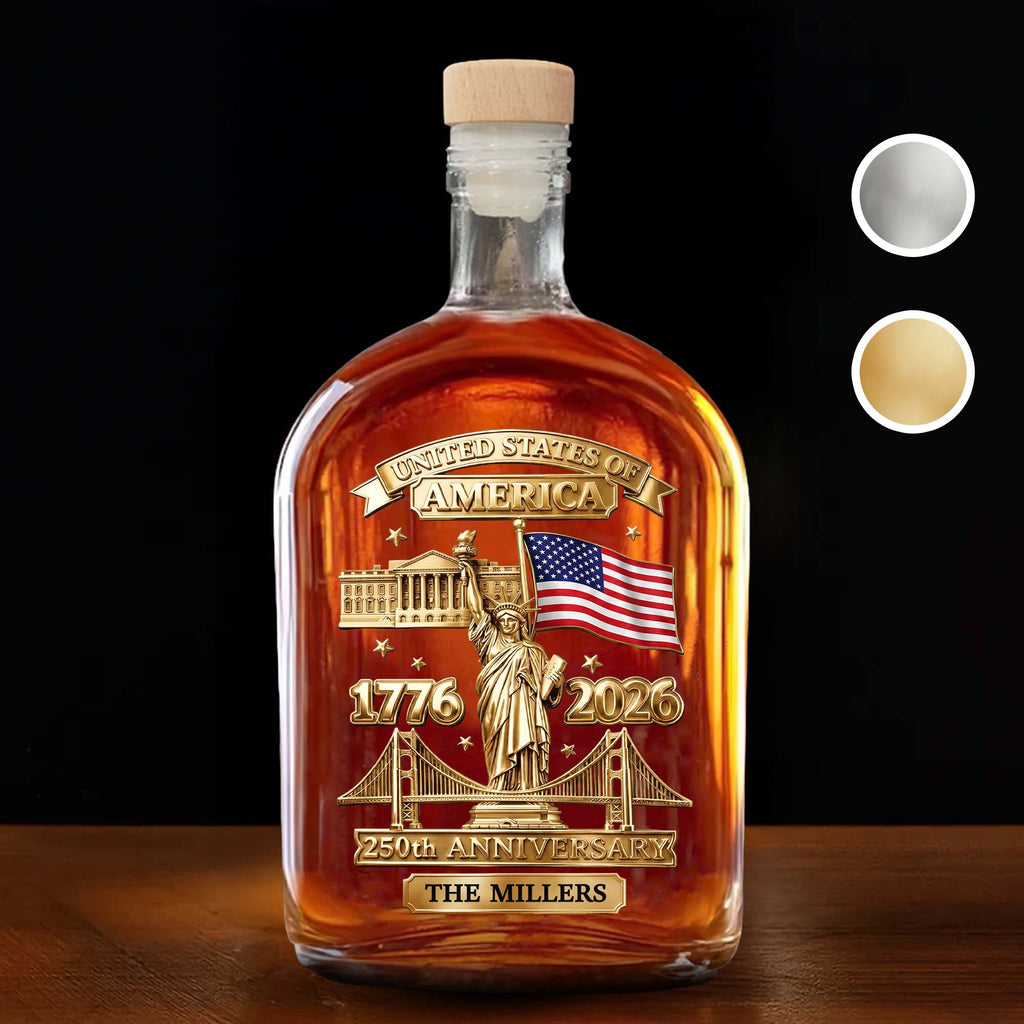 Personalized Whiskey Bottle Custom Family Name 250th Anniversary Gift for Dad Whiskey Bottle GradoCreations