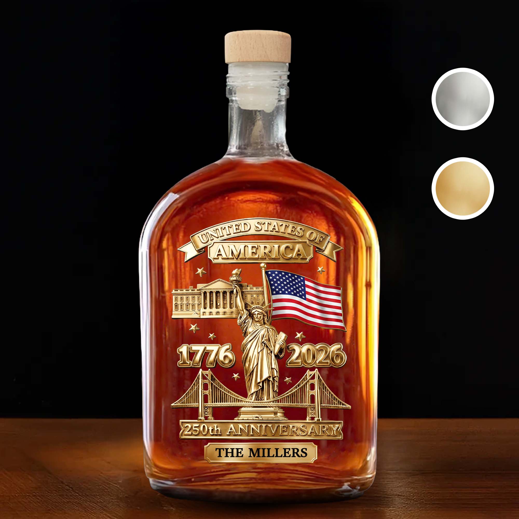 Personalized Whiskey Bottle Custom Family Name 250th Anniversary Gift for Dad Whiskey Bottle GradoCreations
