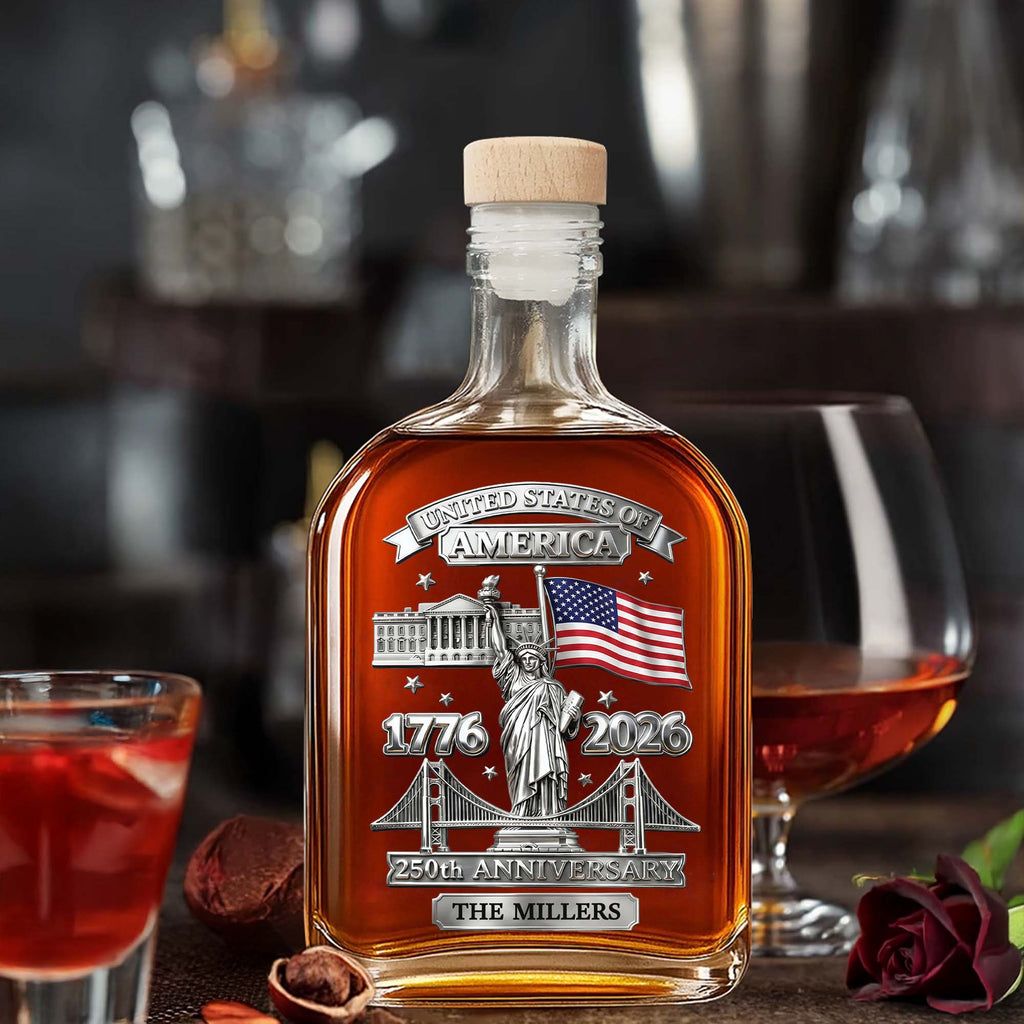 Personalized Whiskey Bottle Custom Family Name 250th Anniversary Gift for Dad Whiskey Bottle GradoCreations