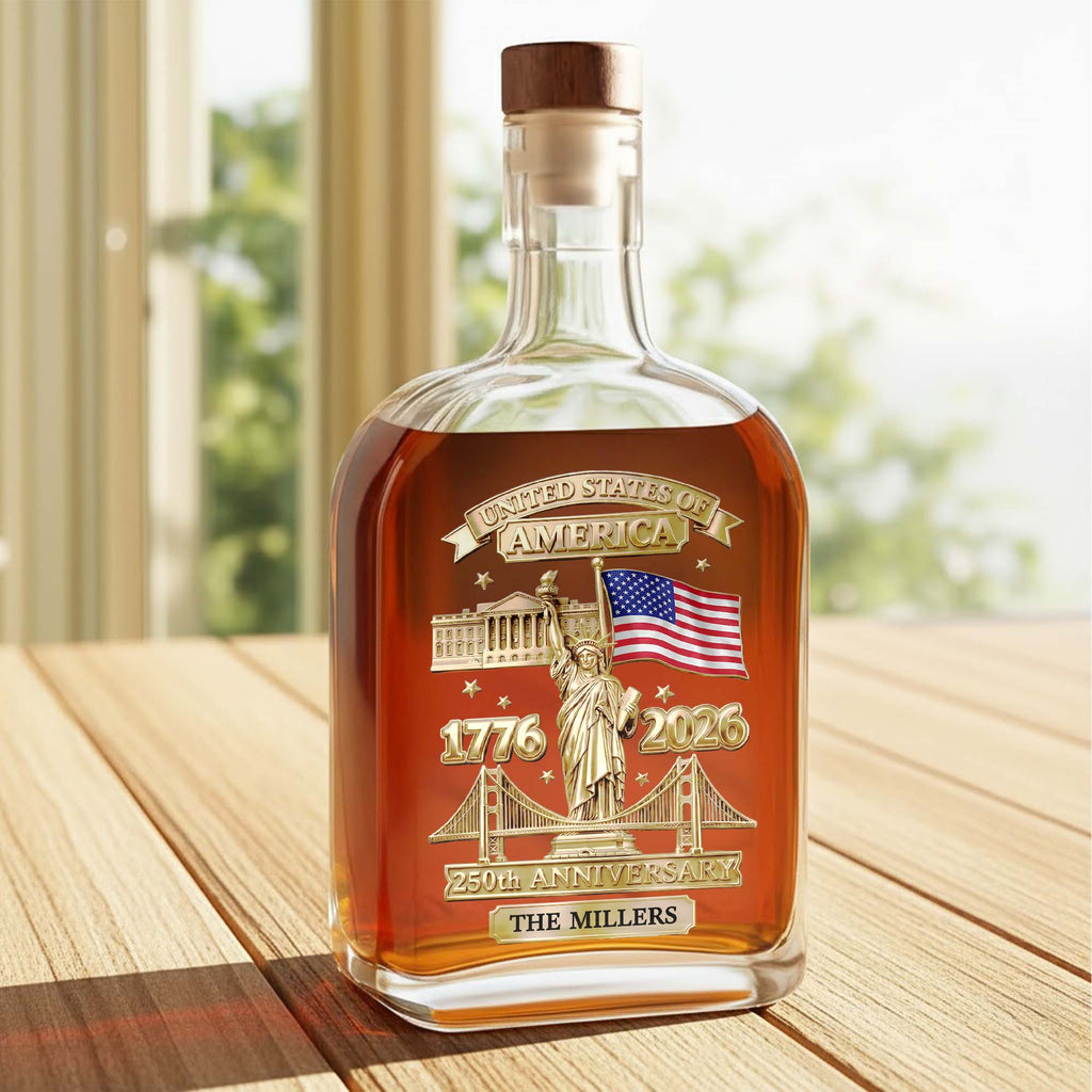 Personalized Whiskey Bottle Custom Family Name 250th Anniversary Gift for Dad Whiskey Bottle GradoCreations