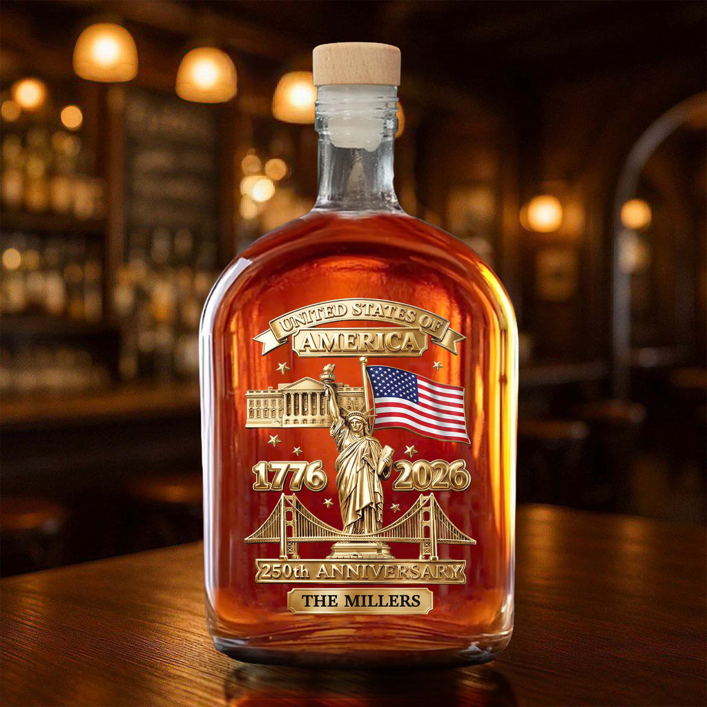 Personalized Whiskey Bottle Custom Family Name 250th Anniversary Gift for Dad Whiskey Bottle GradoCreations