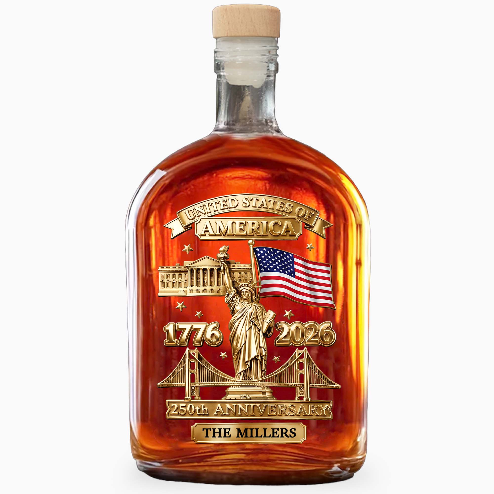 Personalized Whiskey Bottle Custom Family Name 250th Anniversary Gift for Dad Whiskey Bottle GradoCreations