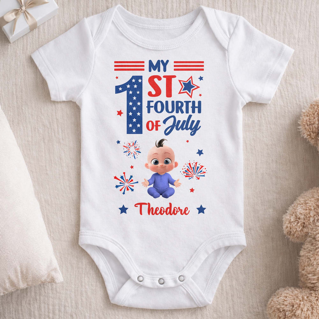 Personalized Baby Onesie Custom Name Fourth of July Gift Baby Onesie GradoCreations