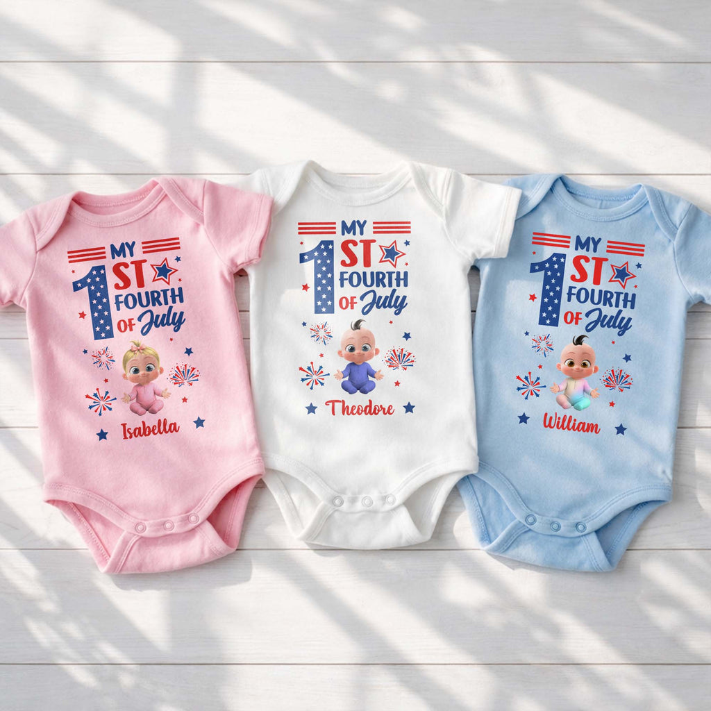 Personalized Baby Onesie Custom Name Fourth of July Gift Baby Onesie GradoCreations