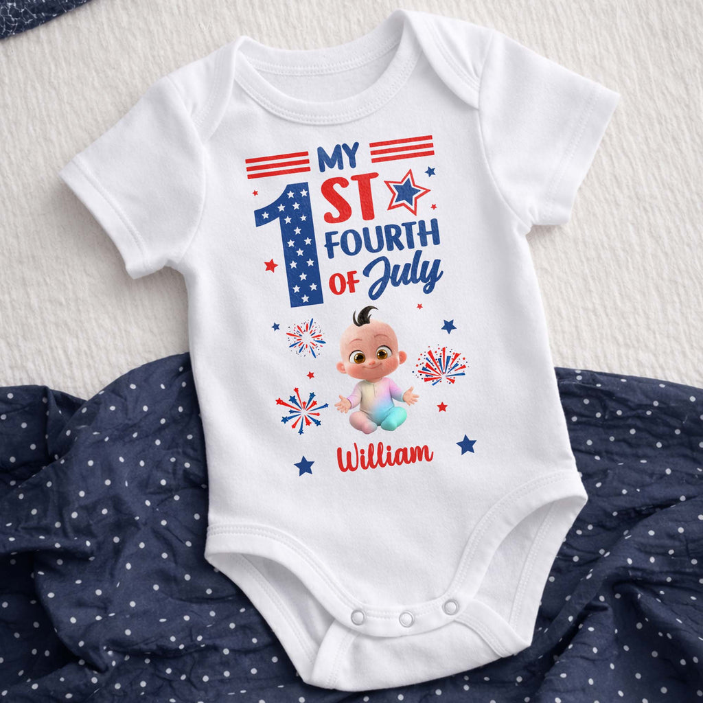 Personalized Baby Onesie Custom Name Fourth of July Gift Baby Onesie GradoCreations