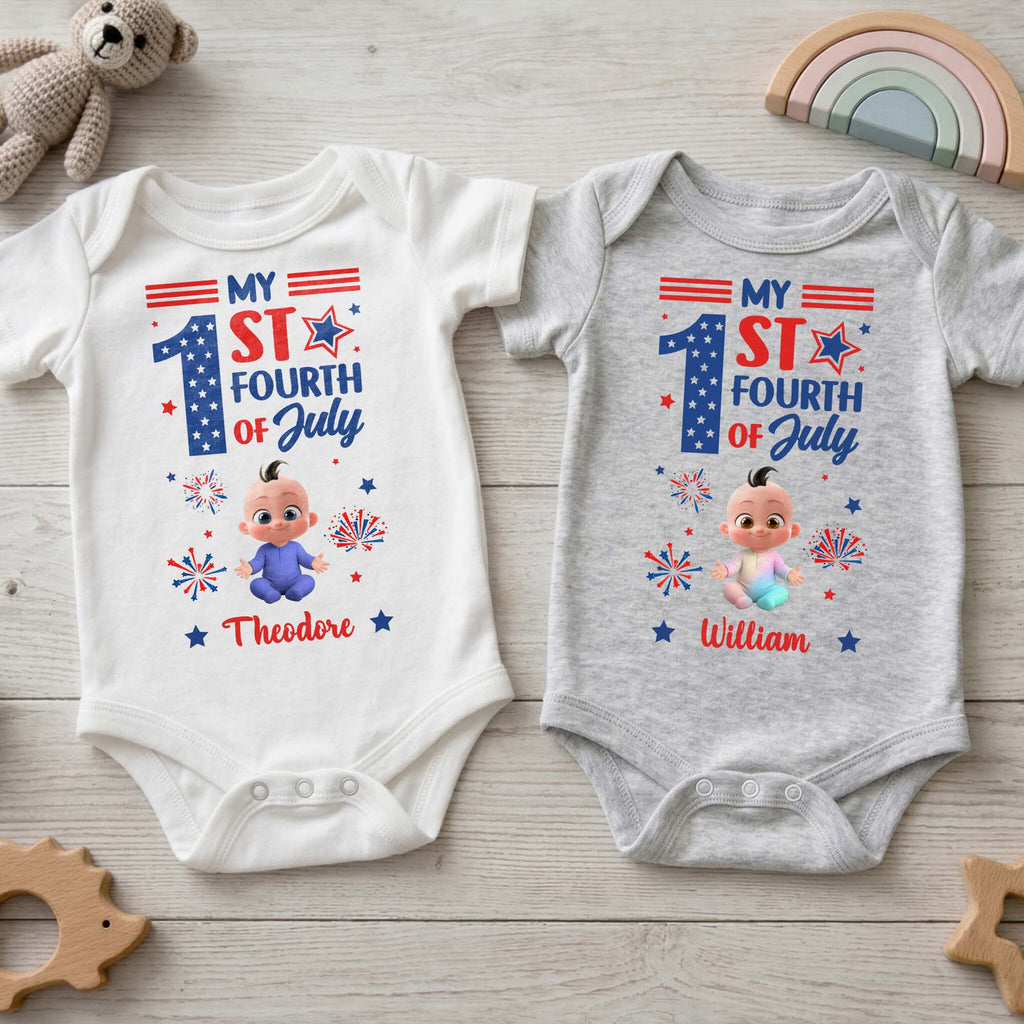 Personalized Baby Onesie Custom Name Fourth of July Gift Baby Onesie GradoCreations