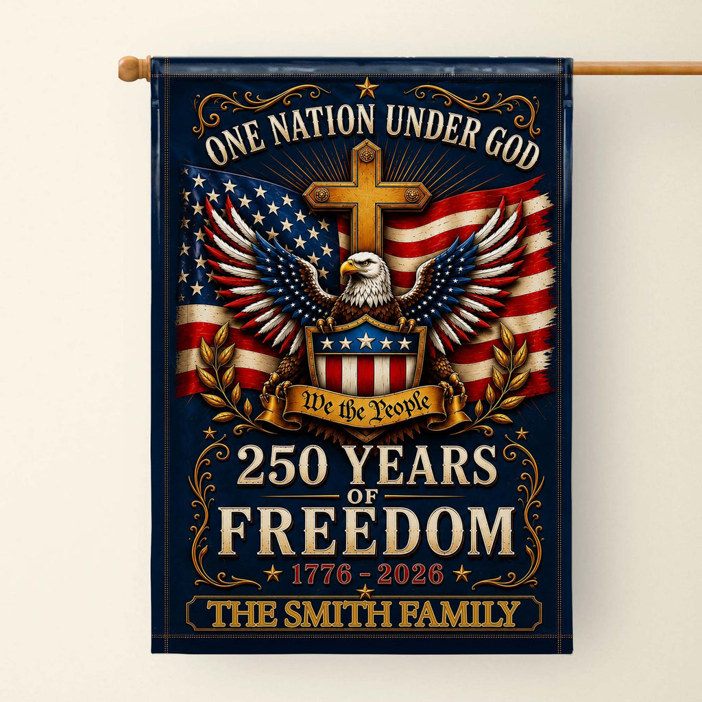 Personalized Double-Sided Garden Flag with Eagle and Family Name for 4th of July Garden Flag GradoCreations