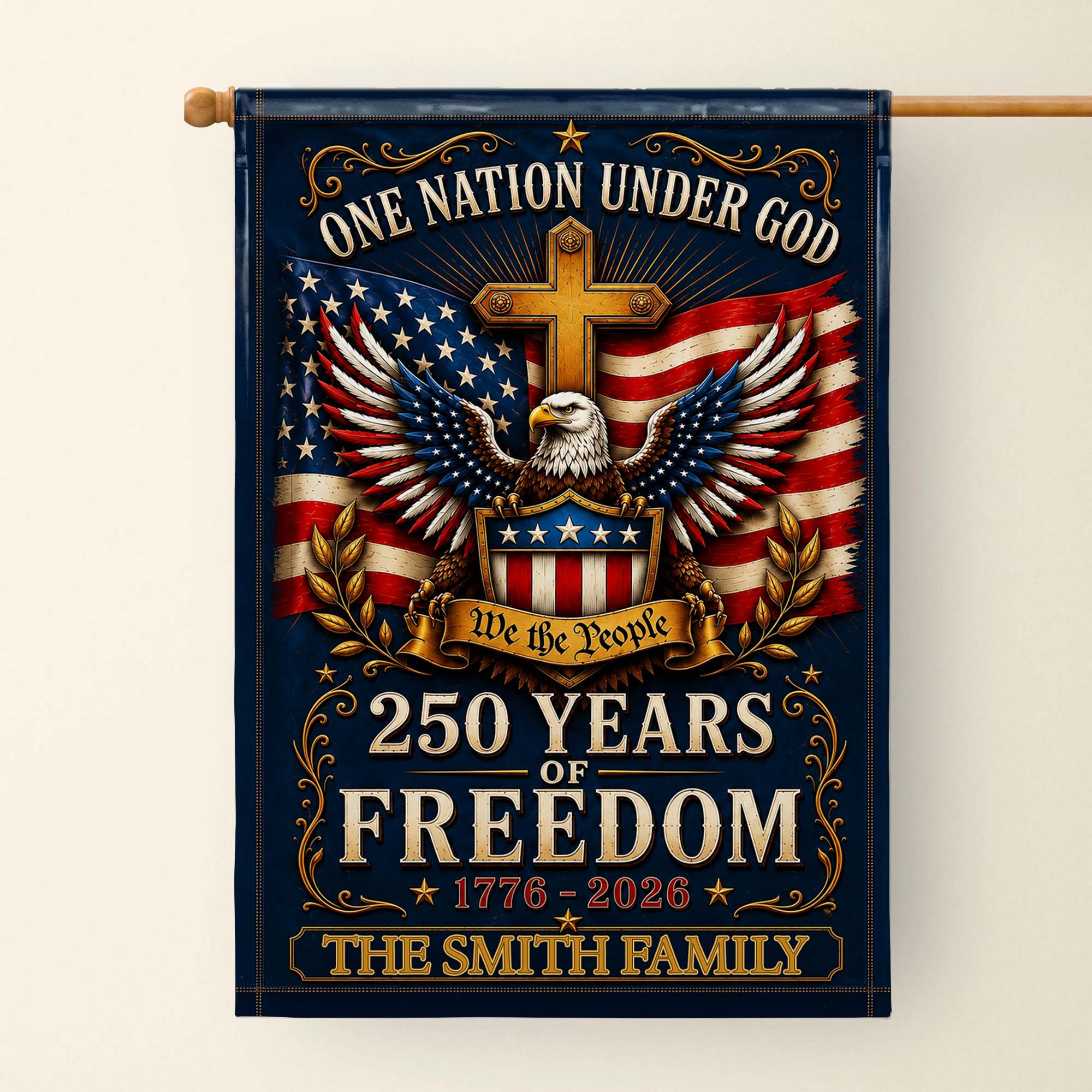 Personalized Double-Sided Garden Flag with Eagle and Family Name for 4th of July Garden Flag GradoCreations