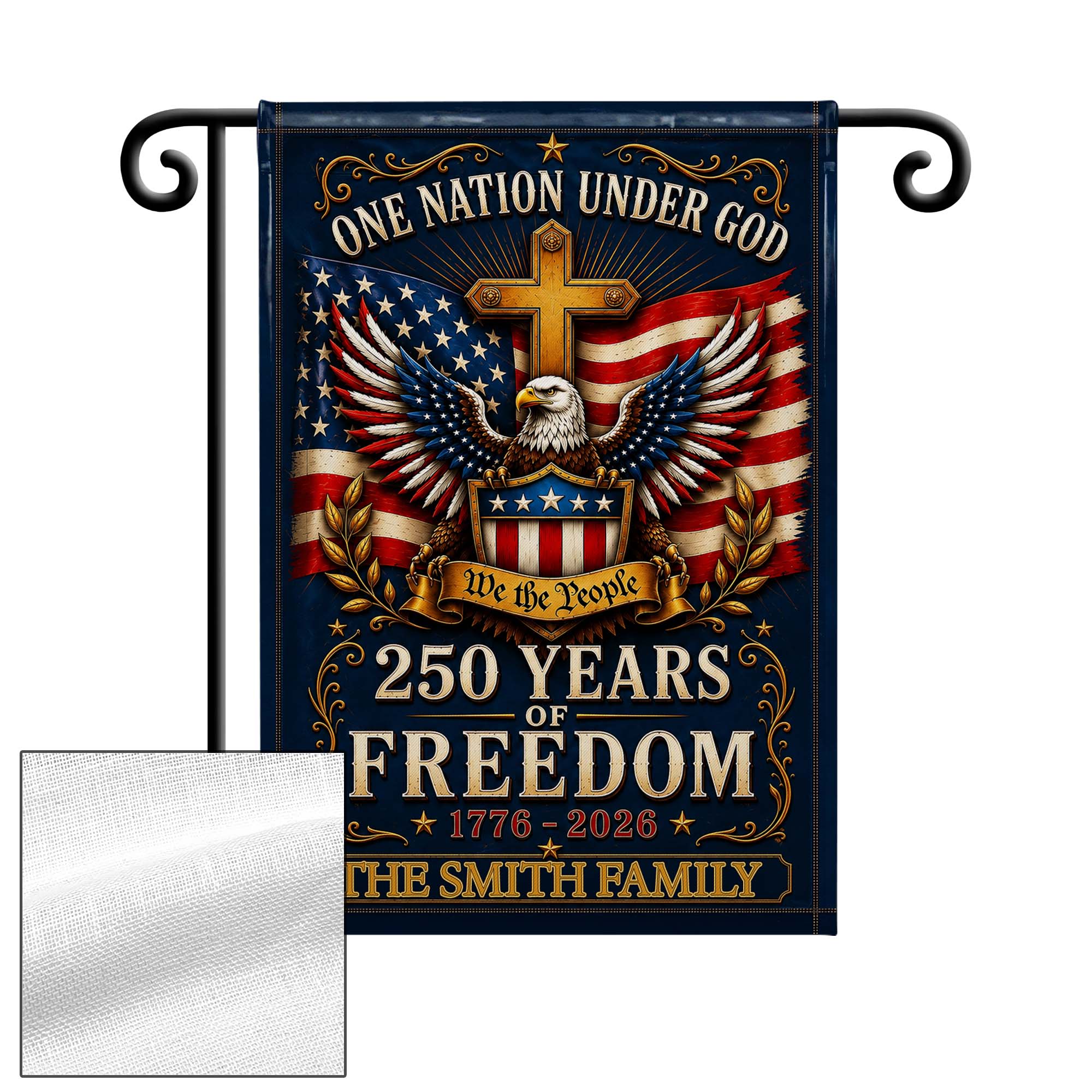 Personalized Double-Sided Garden Flag with Eagle and Family Name for 4th of July Garden Flag GradoCreations