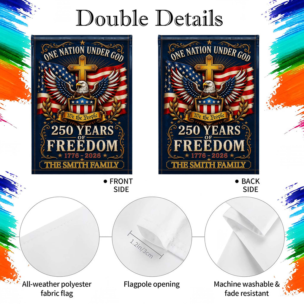 Personalized Double-Sided Garden Flag with Eagle and Family Name for 4th of July Garden Flag GradoCreations