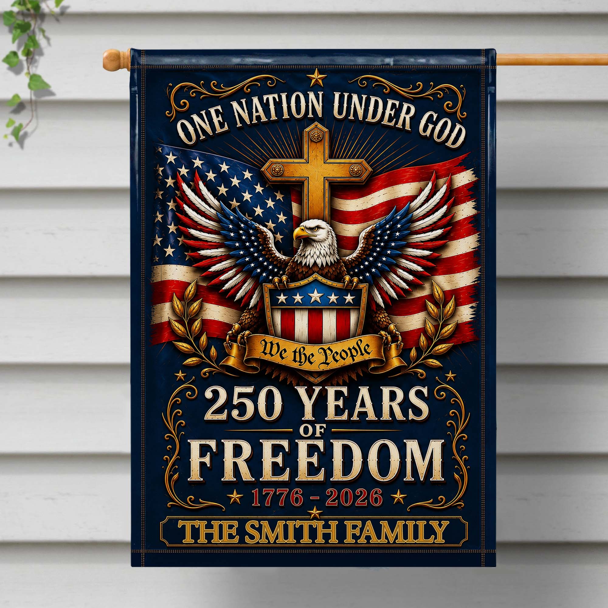 Personalized Double-Sided Garden Flag with Eagle and Family Name for 4th of July Garden Flag GradoCreations