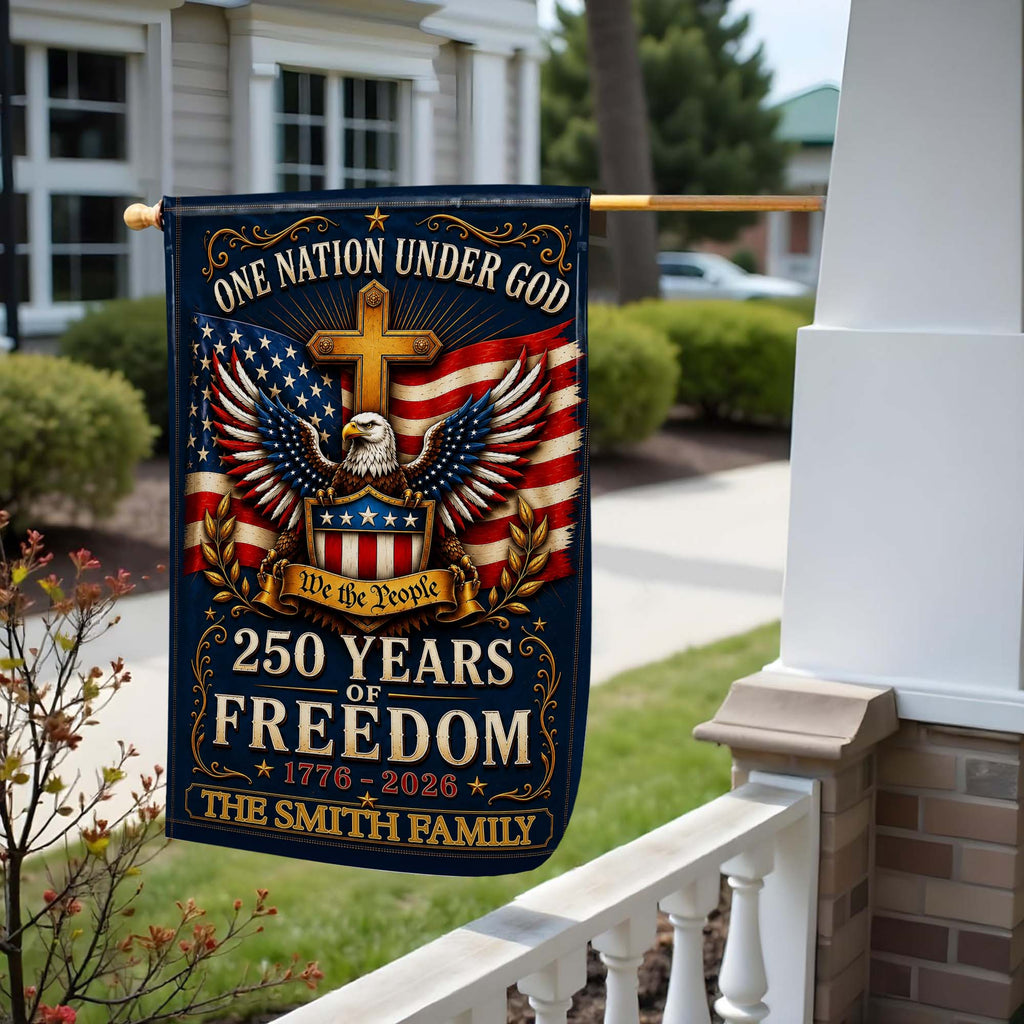 Personalized Double-Sided Garden Flag with Eagle and Family Name for 4th of July Garden Flag GradoCreations