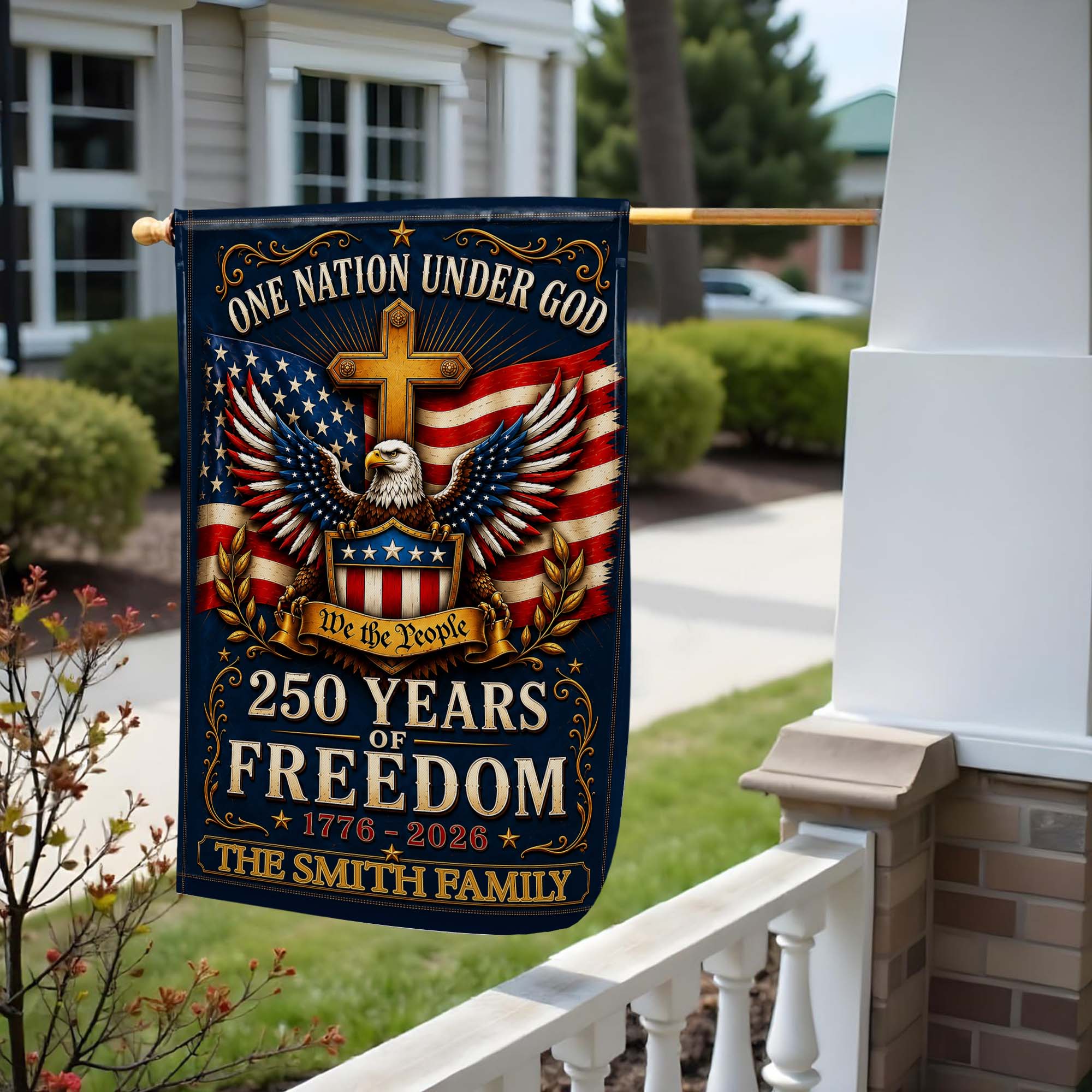 Personalized Double-Sided Garden Flag with Eagle and Family Name for 4th of July Garden Flag GradoCreations