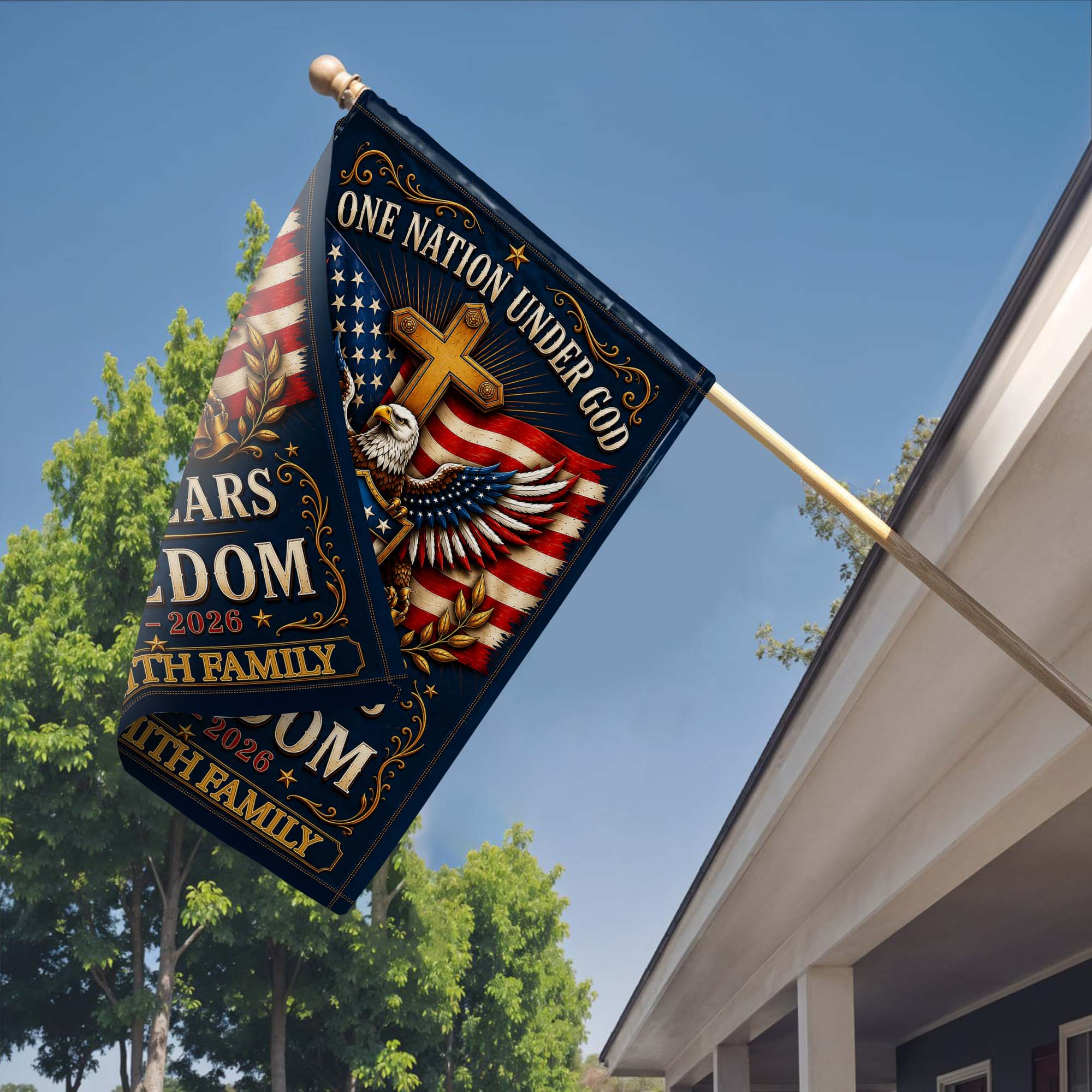 Personalized Double-Sided Garden Flag with Eagle and Family Name for 4th of July Garden Flag GradoCreations