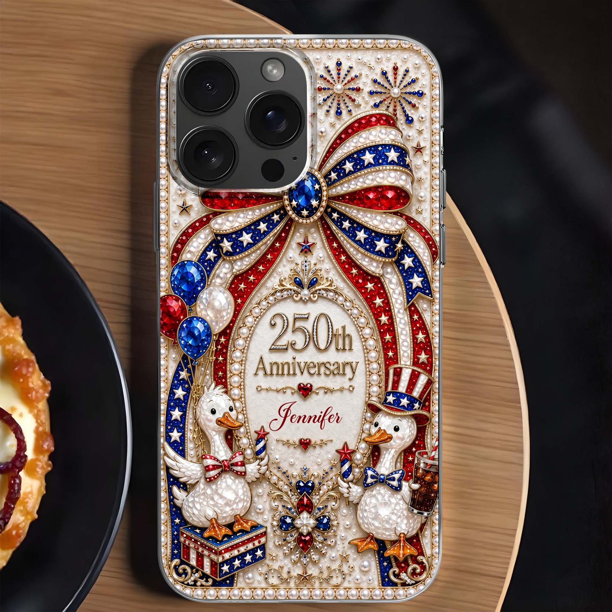Personalized Clear Phone Case Custom Name Patriotic Gift Clear Phone Case GradoCreations