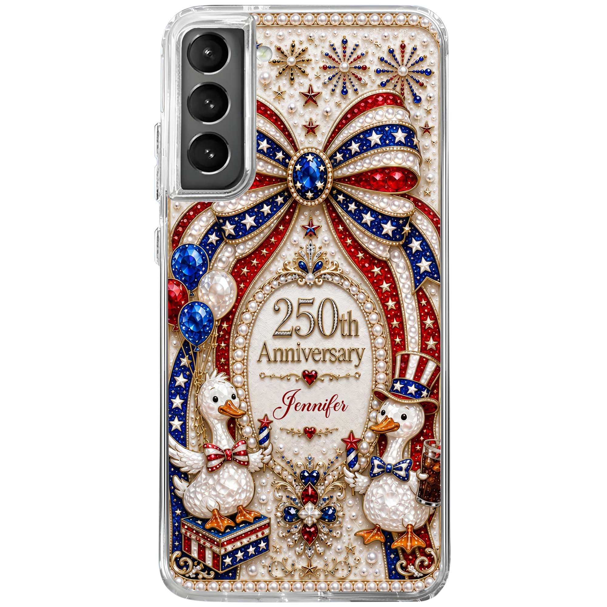 Personalized Clear Phone Case Custom Name Patriotic Gift Clear Phone Case GradoCreations