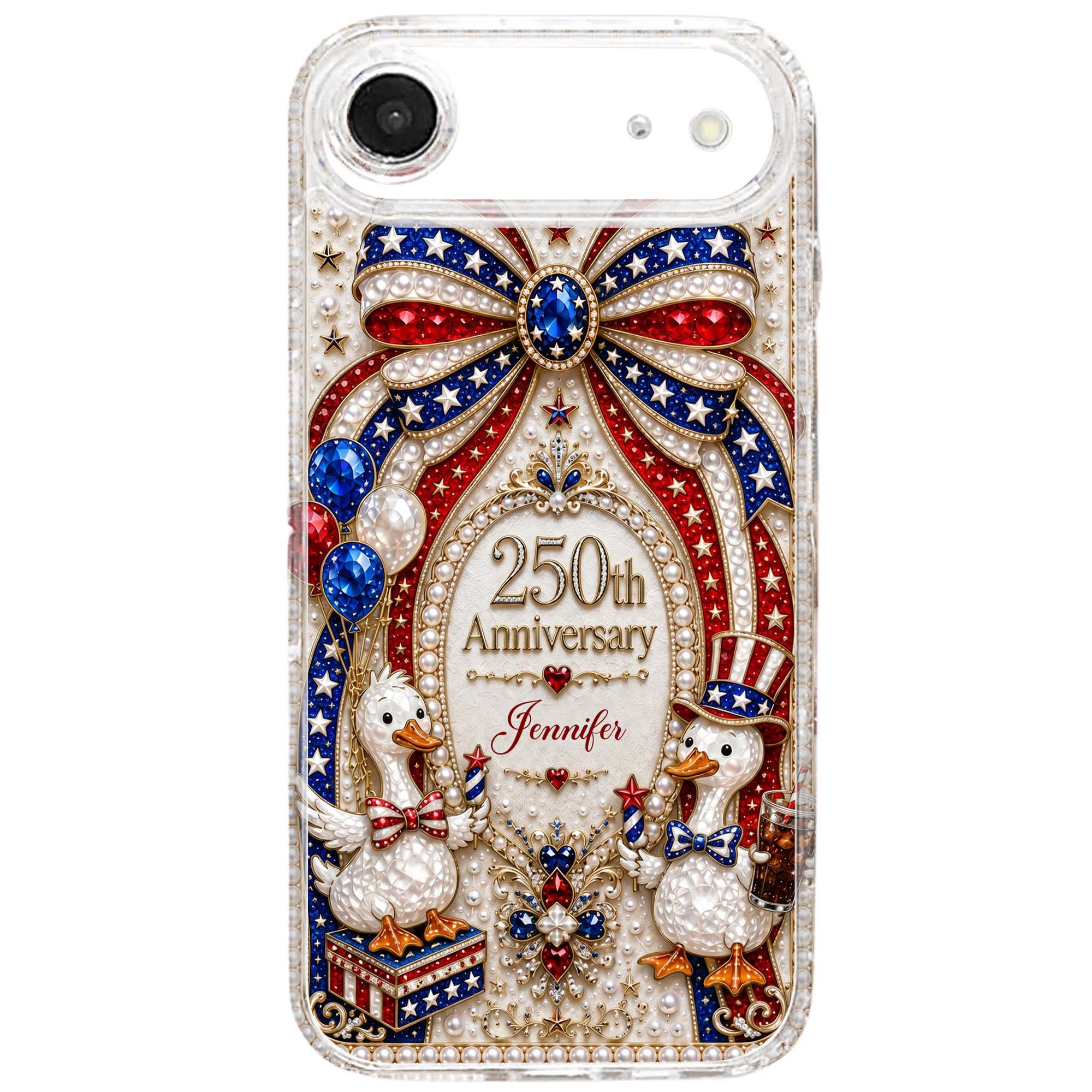 Personalized Clear Phone Case Custom Name Patriotic Gift Clear Phone Case GradoCreations