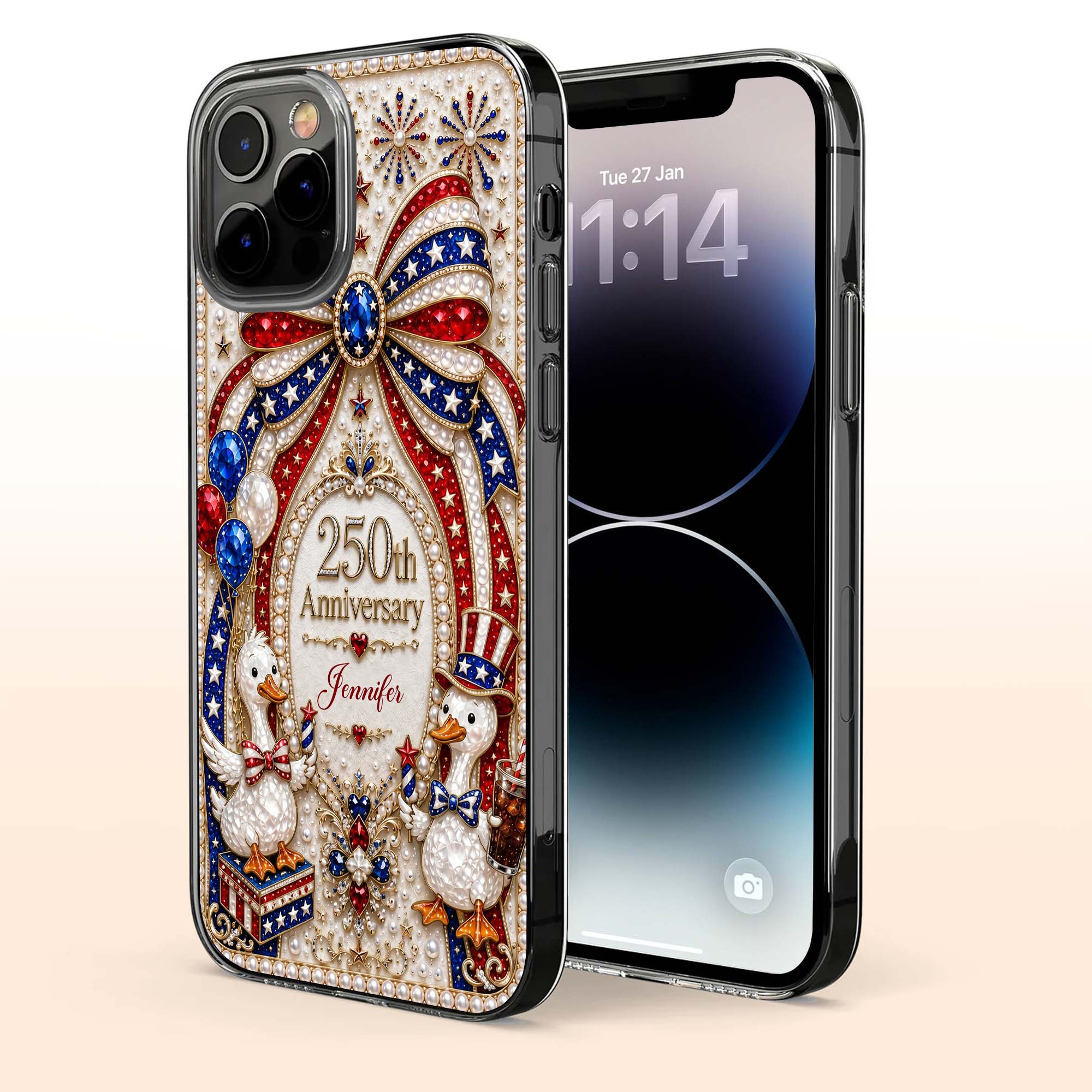 Personalized Clear Phone Case Custom Name Patriotic Gift Clear Phone Case GradoCreations