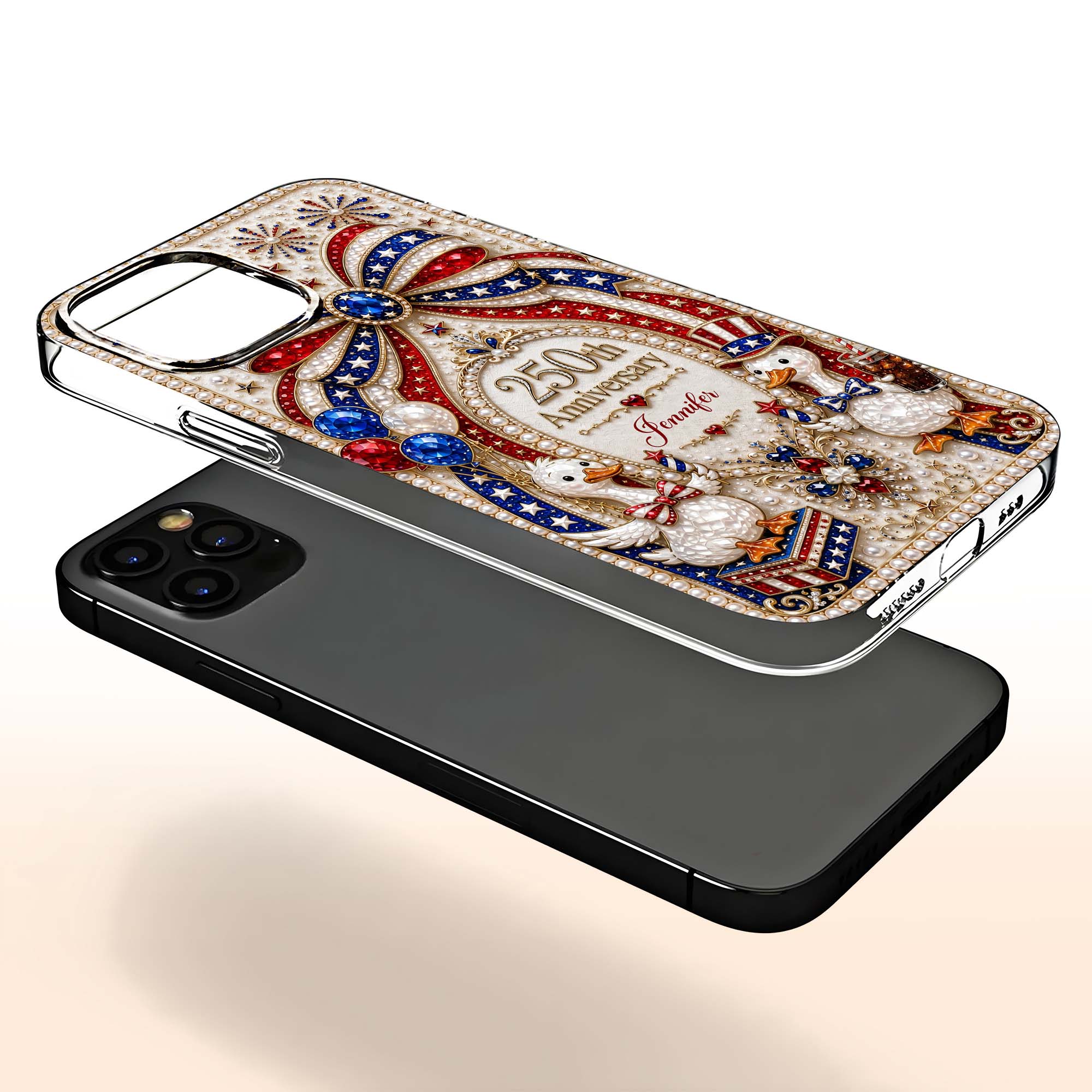Personalized Clear Phone Case Custom Name Patriotic Gift Clear Phone Case GradoCreations