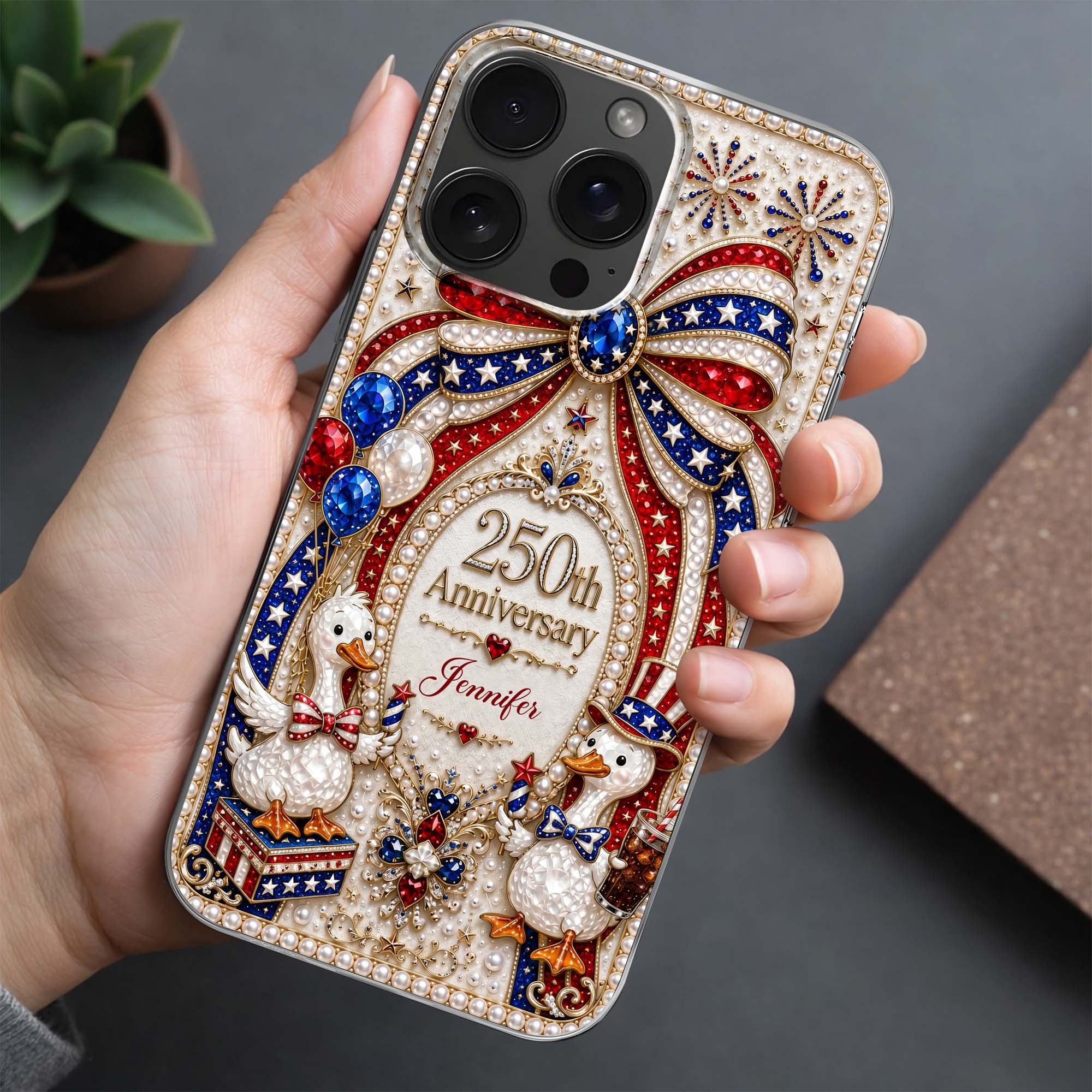 Personalized Clear Phone Case Custom Name Patriotic Gift Clear Phone Case GradoCreations