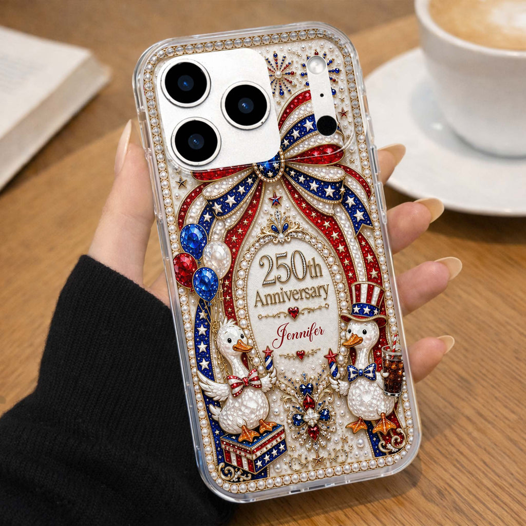 Personalized Clear Phone Case Custom Name Patriotic Gift Clear Phone Case GradoCreations