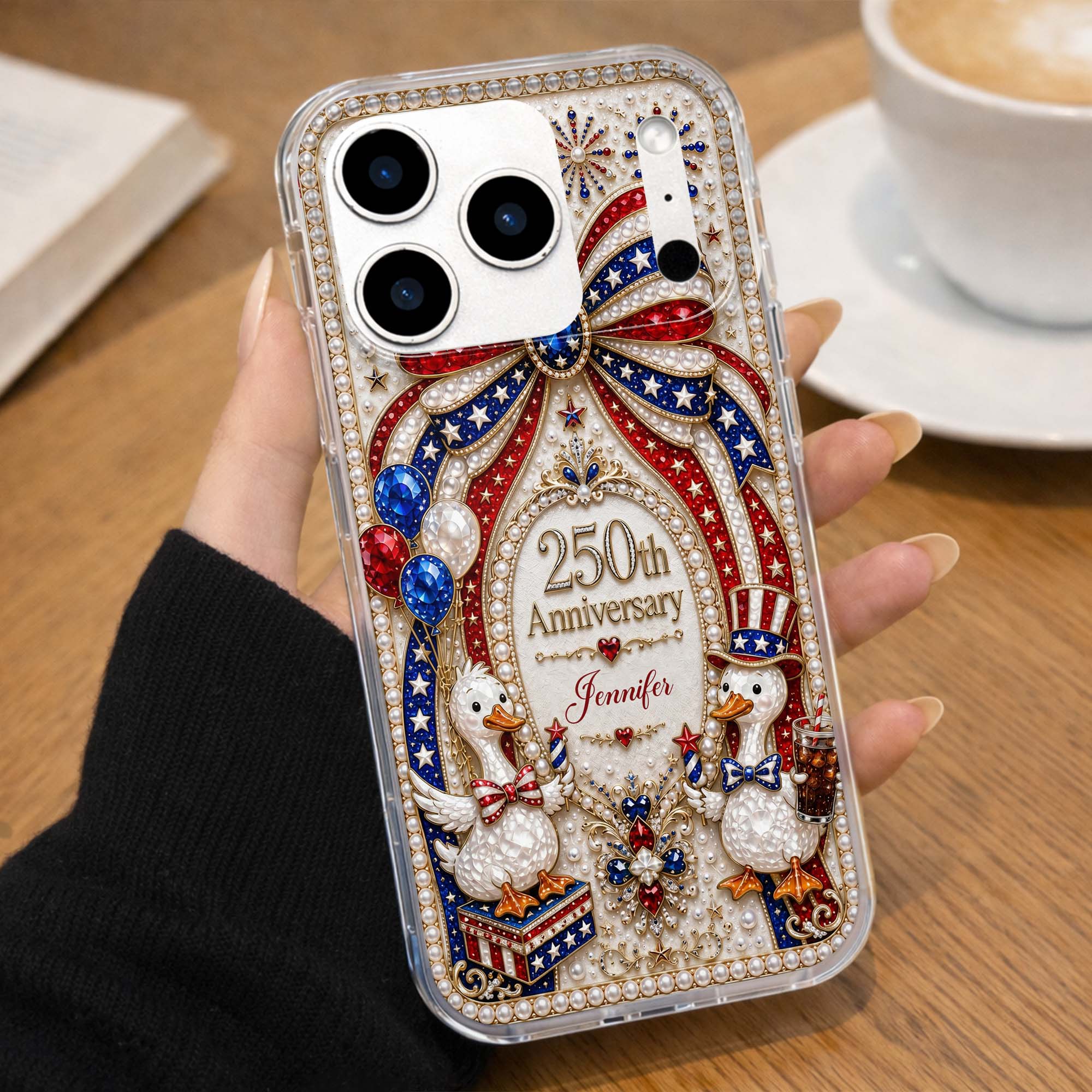 Personalized Clear Phone Case Custom Name Patriotic Gift Clear Phone Case GradoCreations