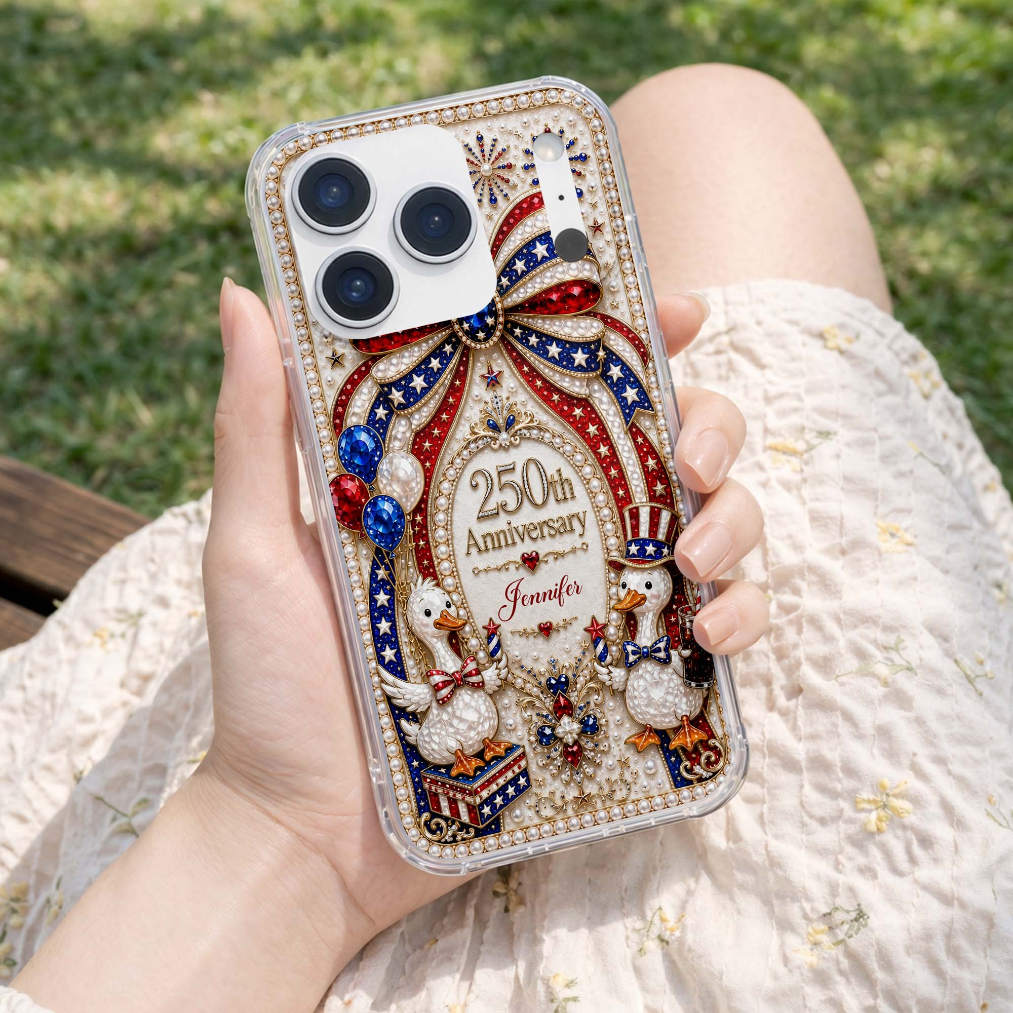 Personalized Clear Phone Case Custom Name Patriotic Gift Clear Phone Case GradoCreations