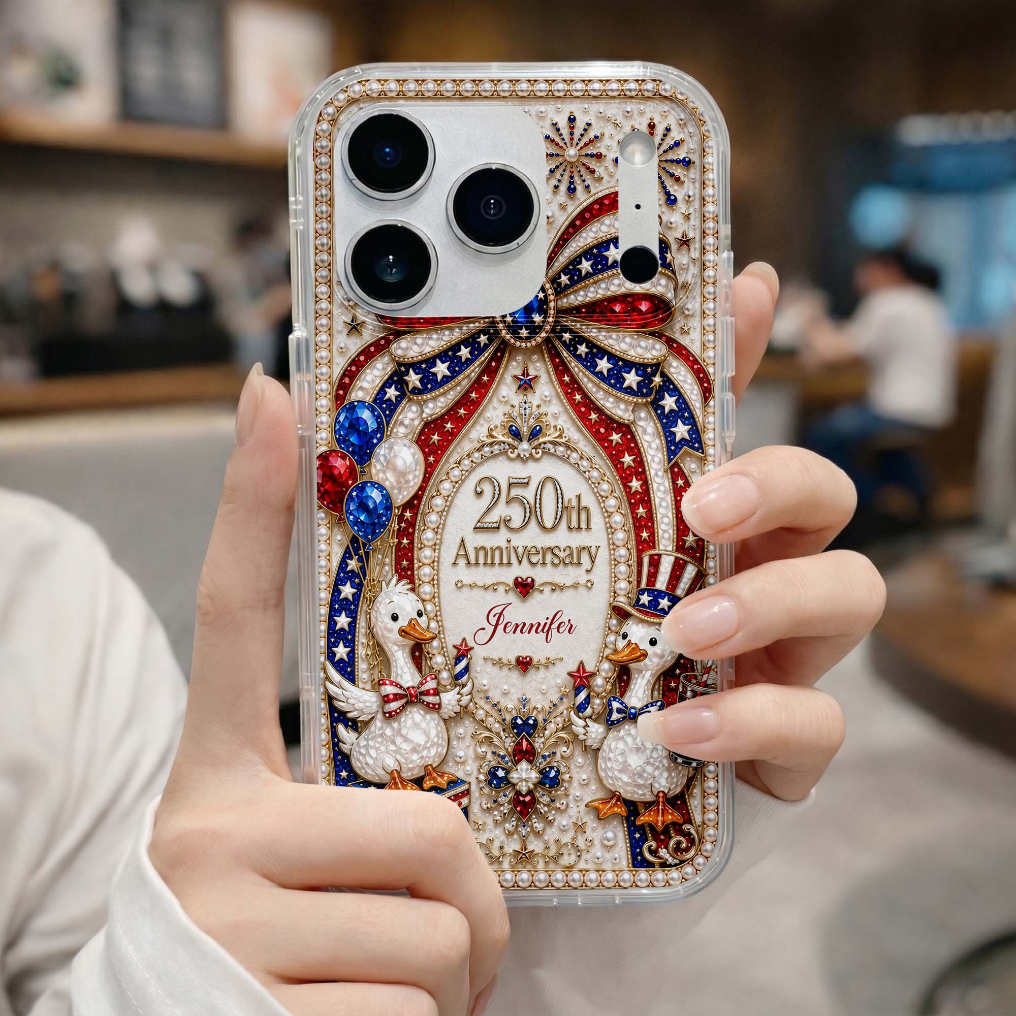 Personalized Clear Phone Case Custom Name Patriotic Gift Clear Phone Case GradoCreations