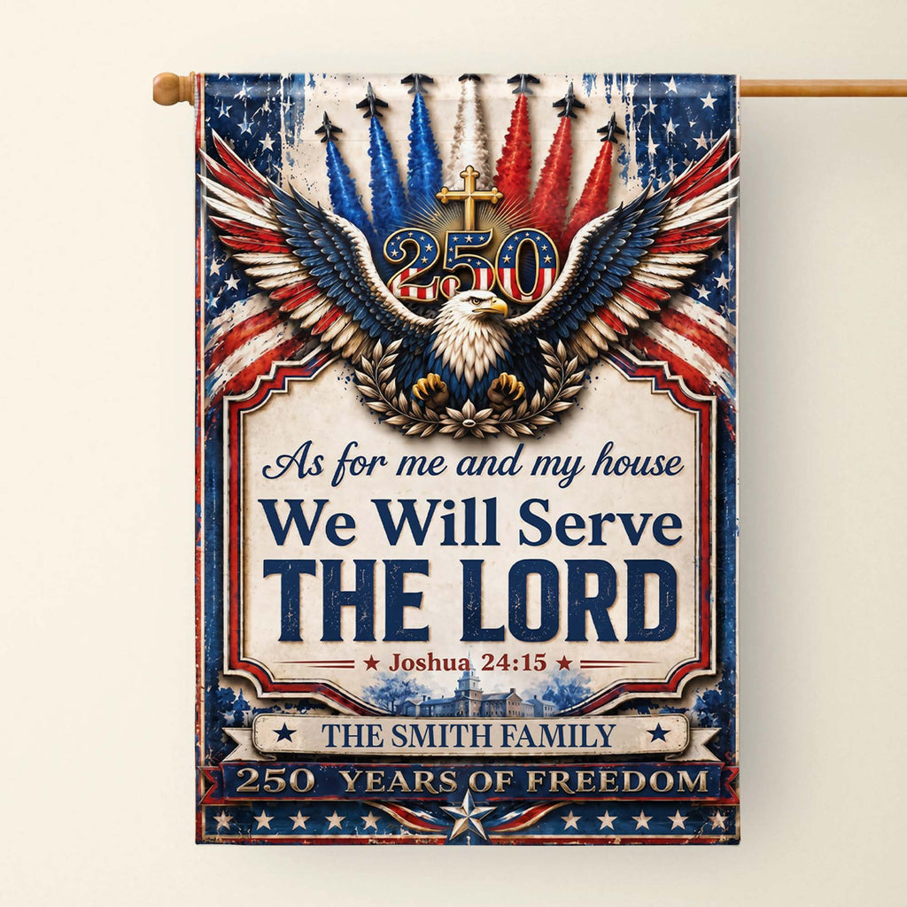 Personalized Double-Sided Garden Flag Custom Family Name Eagle Cross Gift for Dad Garden Flag GradoCreations