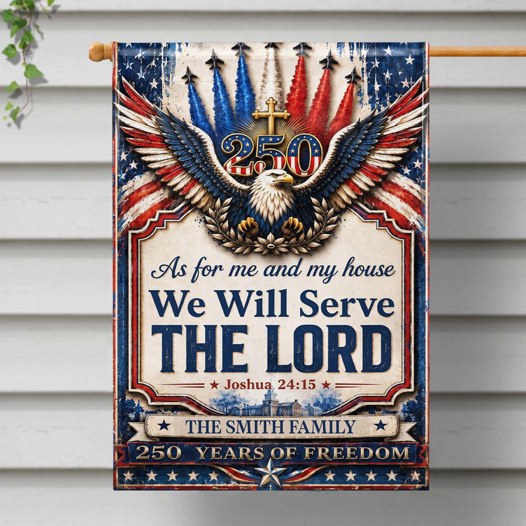 Personalized Double-Sided Garden Flag Custom Family Name Eagle Cross Gift for Dad Garden Flag GradoCreations