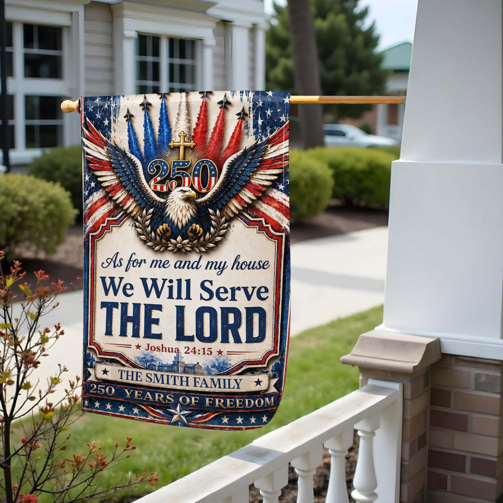 Personalized Double-Sided Garden Flag Custom Family Name Eagle Cross Gift for Dad Garden Flag GradoCreations