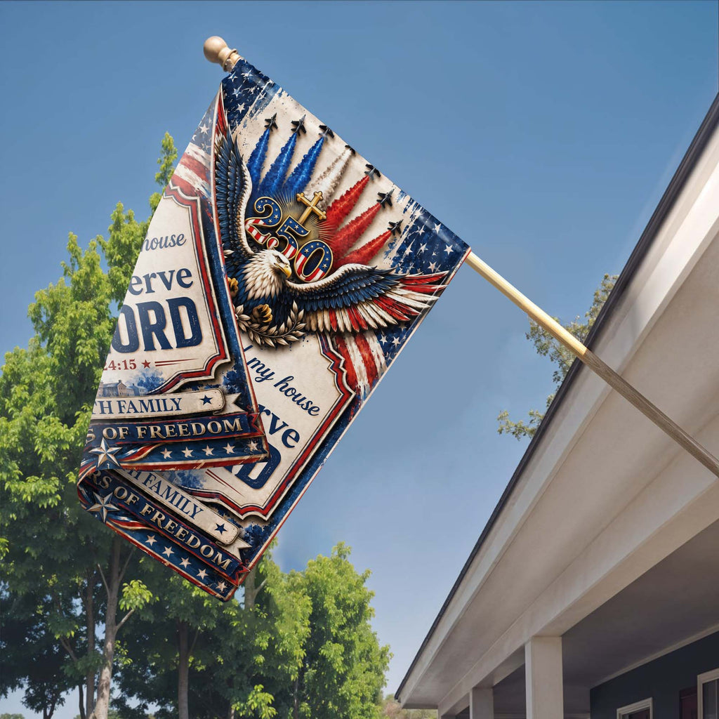 Personalized Double-Sided Garden Flag Custom Family Name Eagle Cross Gift for Dad Garden Flag GradoCreations