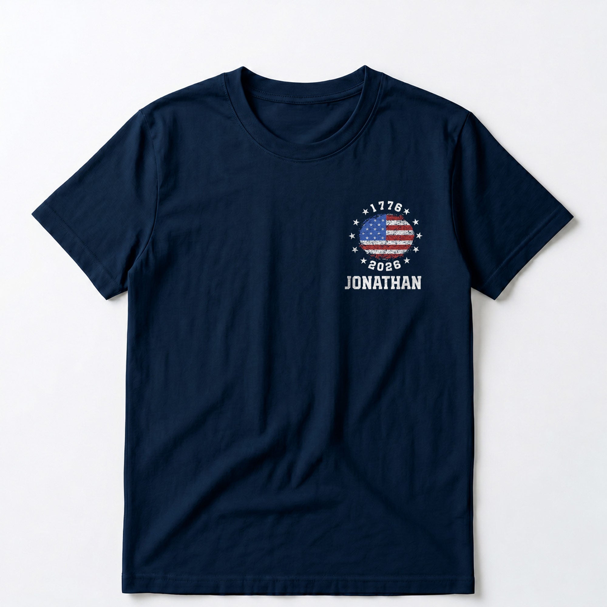 Personalized American Flag T-Shirt Custom Design for 4th of July T-Shirt Font and Back GradoCreations