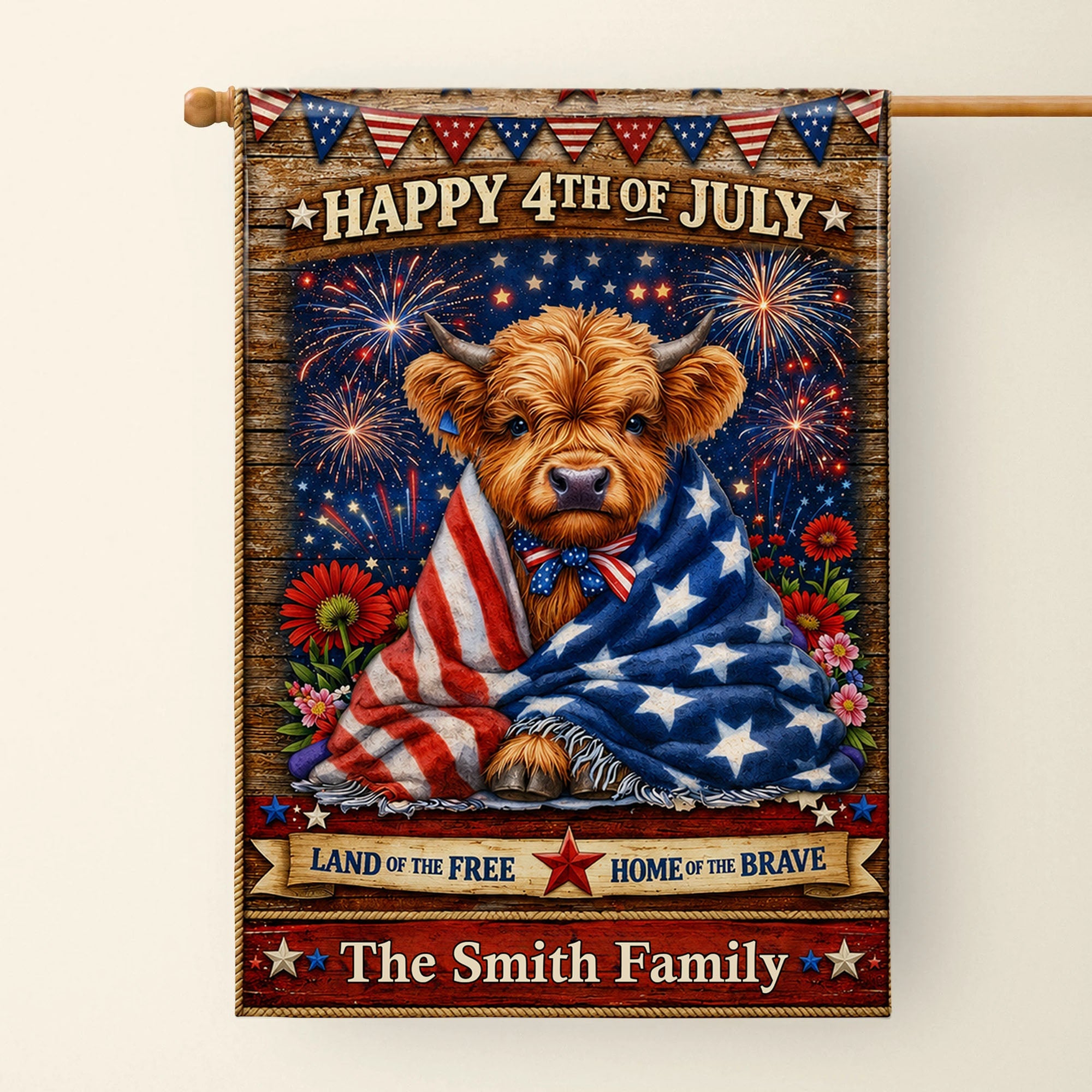 Personalized Double-Sided Garden Flag Custom Family Name 4th of July Decoration
