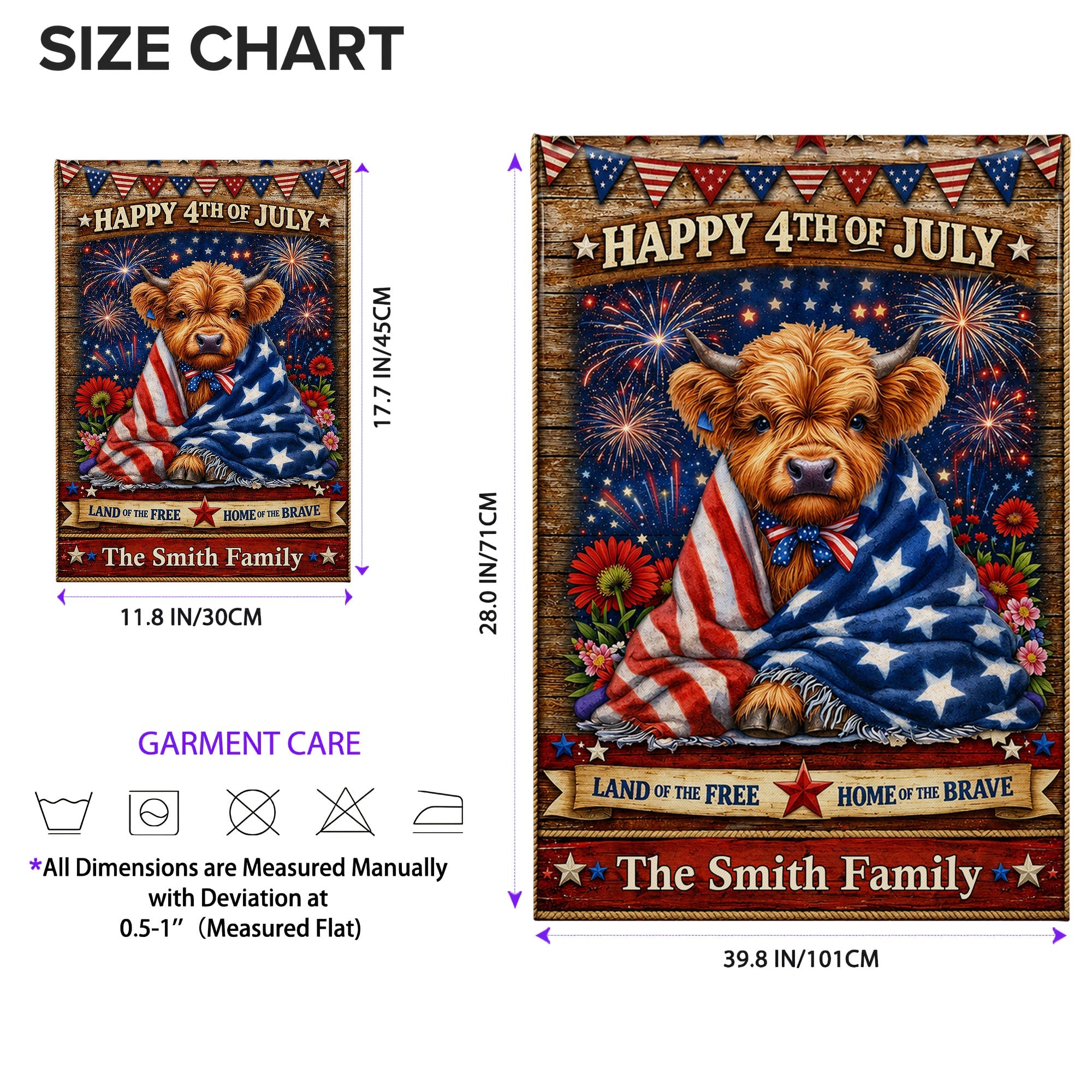Personalized Double-Sided Garden Flag Custom Family Name 4th of July Decoration Garden Flag GradoCreations