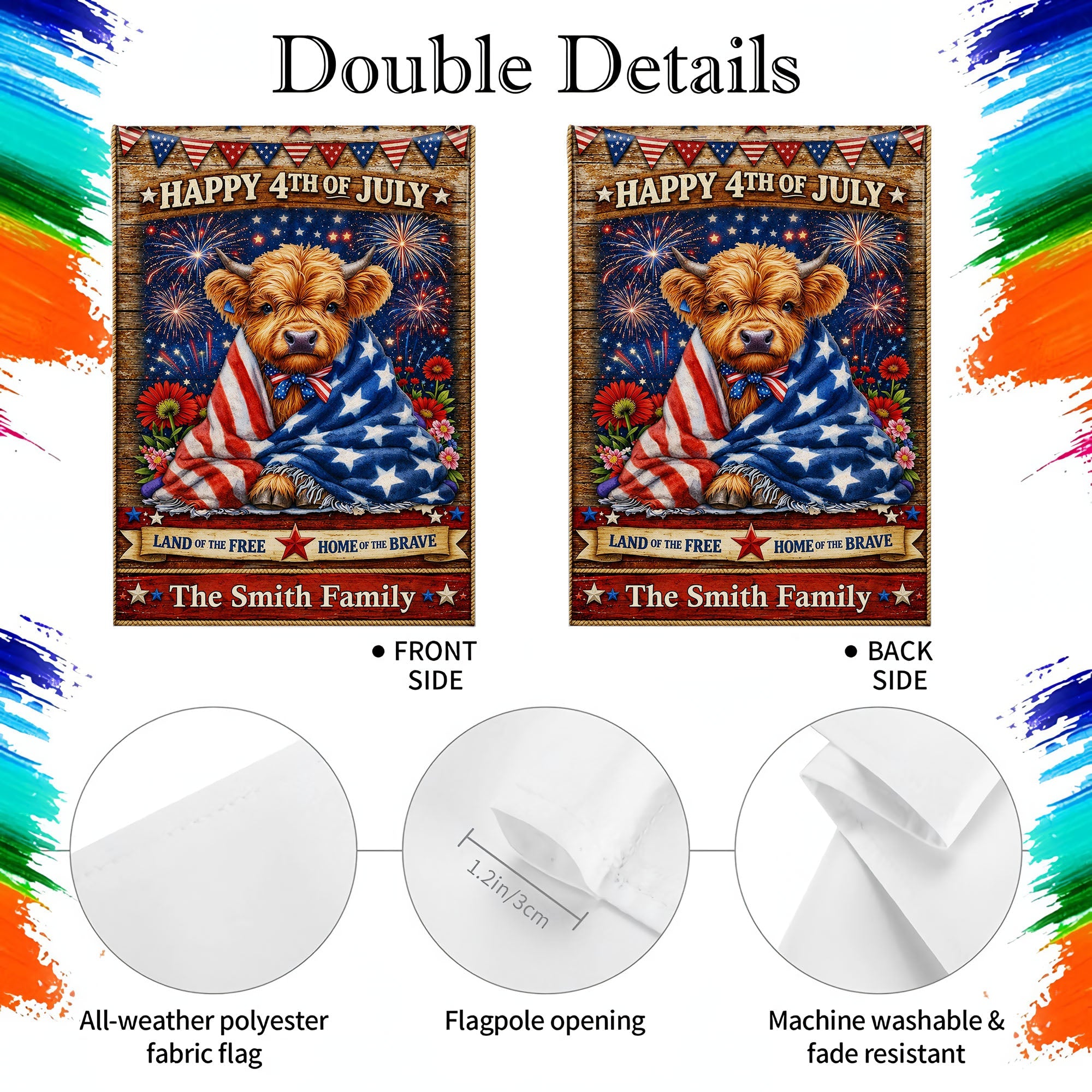 Personalized Double-Sided Garden Flag Custom Family Name 4th of July Decoration Garden Flag GradoCreations