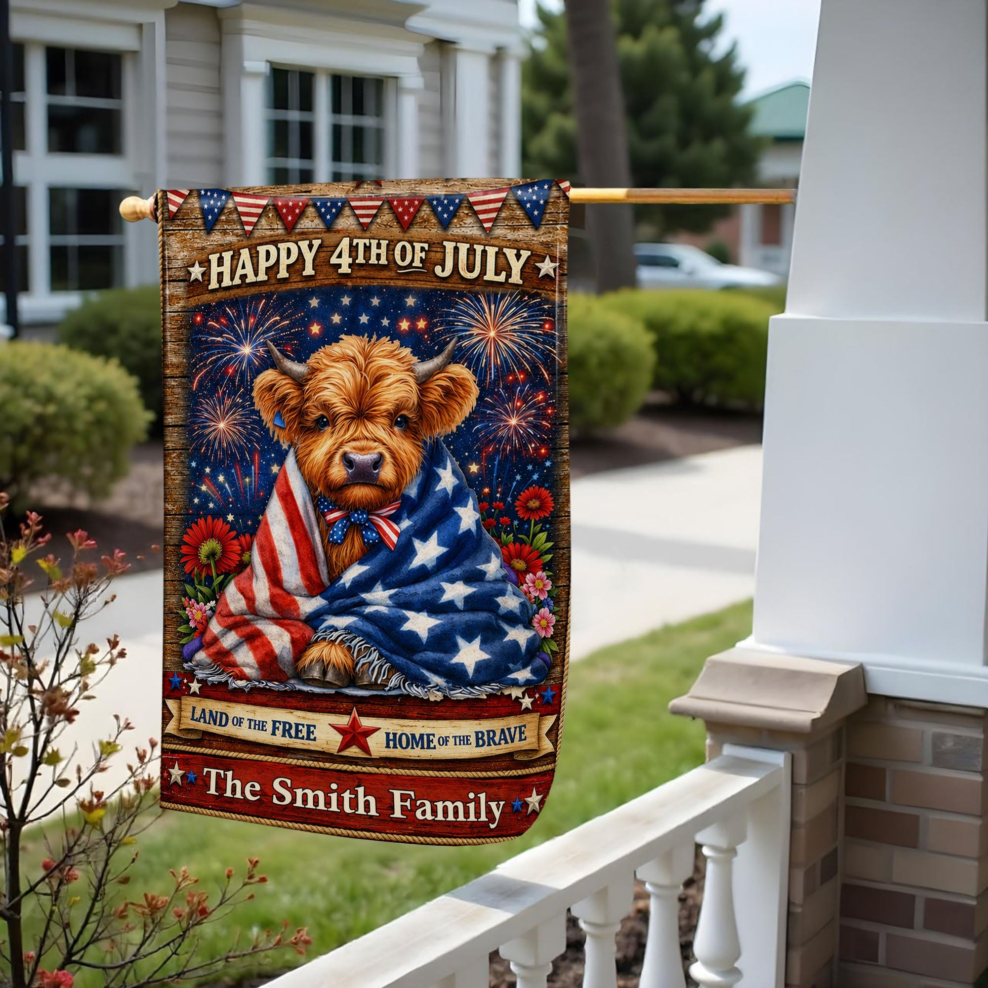 Personalized Double-Sided Garden Flag Custom Family Name 4th of July Decoration