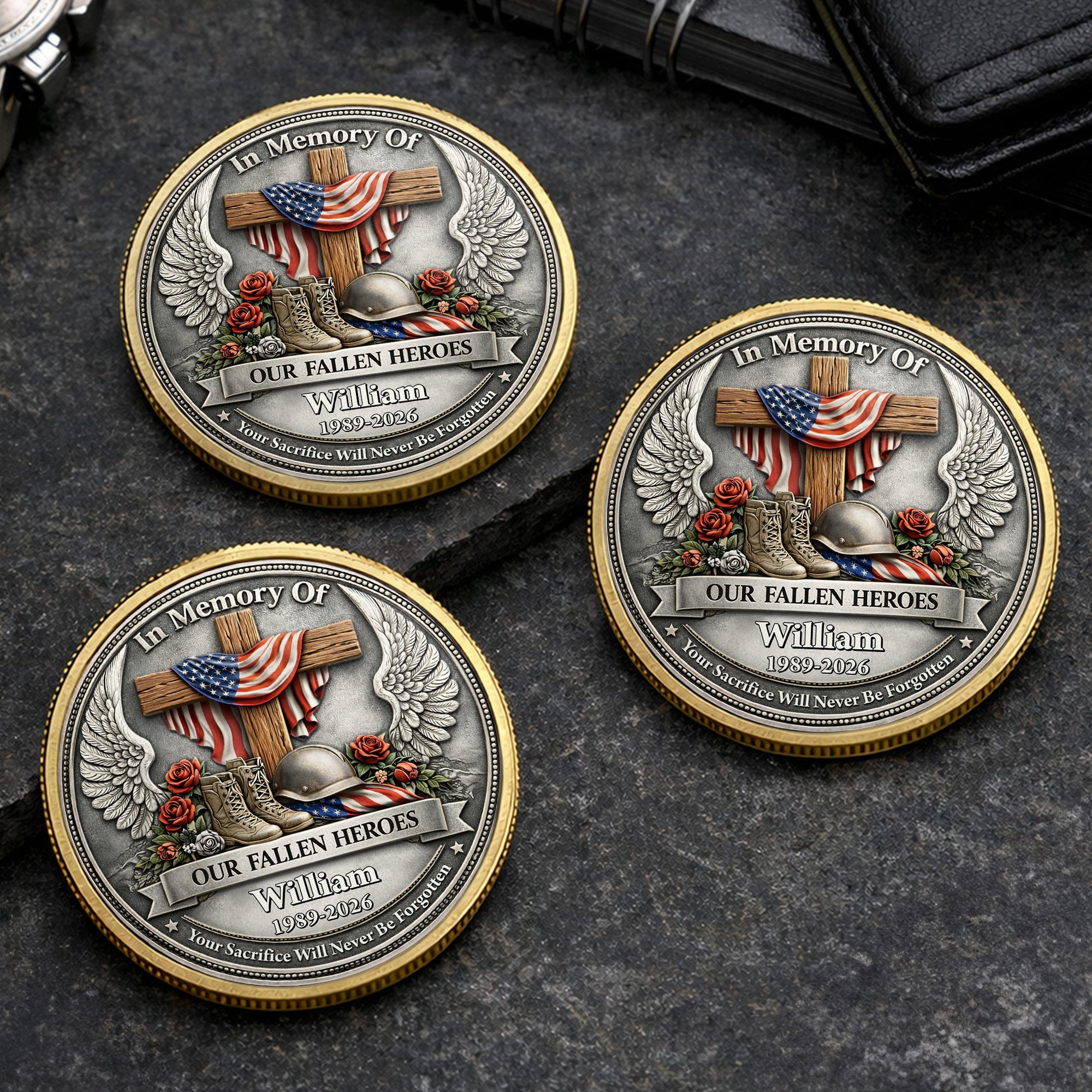 Personalized Memorial Commemorative Coin Custom Name Gift Commemorative Coin GradoCreations