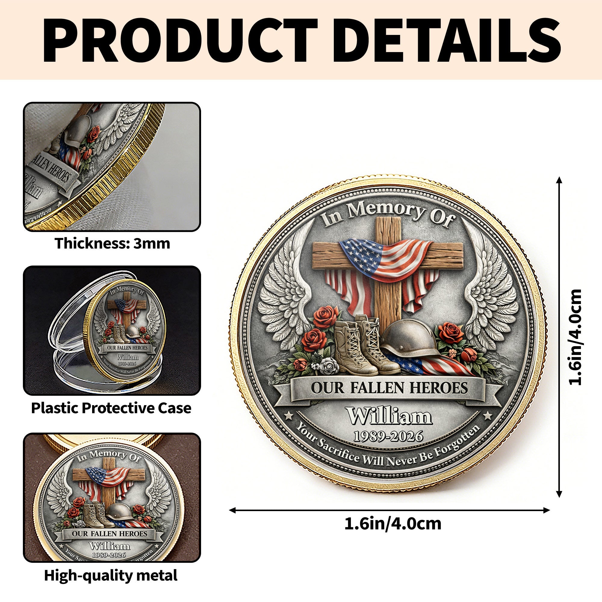 Personalized Memorial Commemorative Coin Custom Name Gift Commemorative Coin GradoCreations