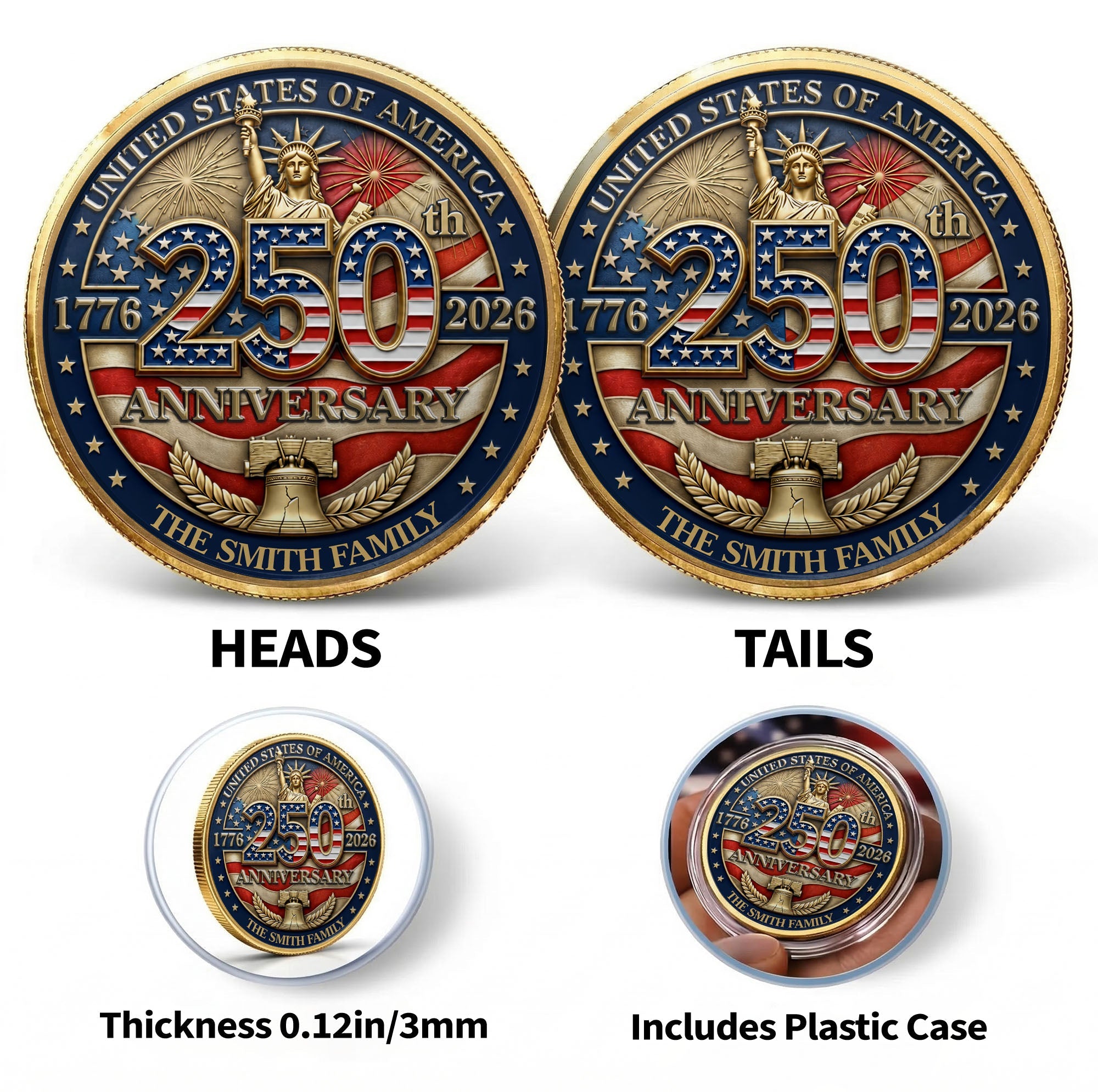 Personalized Commemorative Coin Custom Name Gift for Family Commemorative Coin GradoCreations