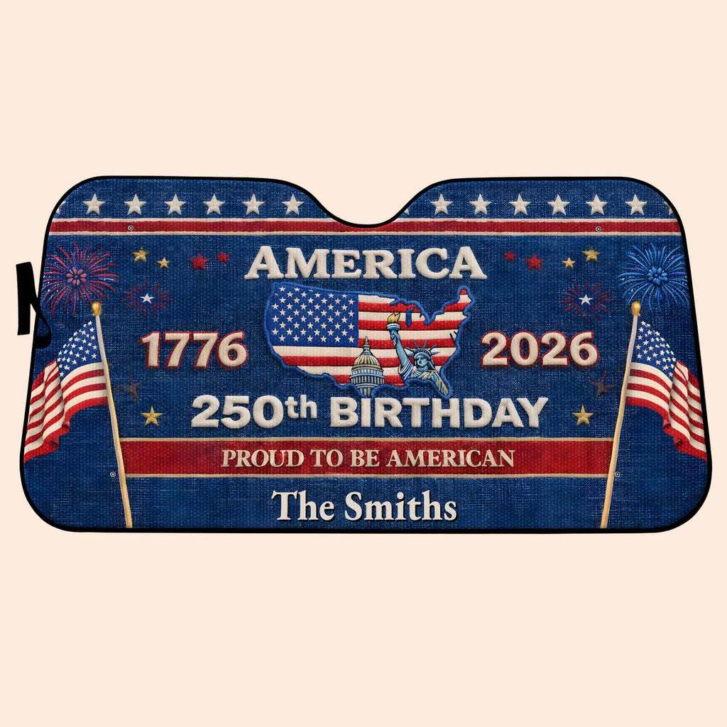 Personalized Auto Sunshade USA Map Stars Custom Car Gift Auto Sun Shades GradoCreations